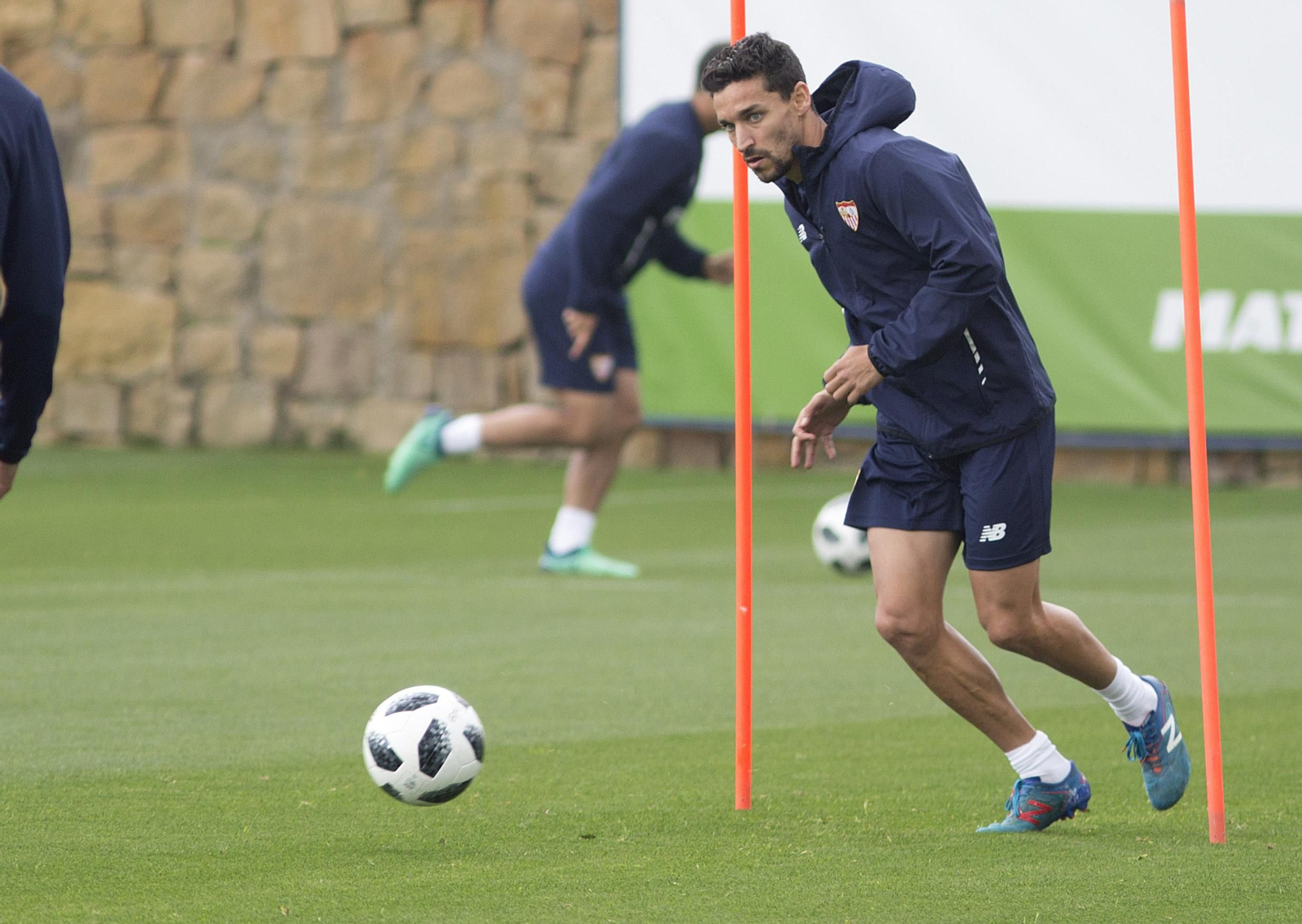 Jesús Navas, durante un ejercicio de entrenamiento.