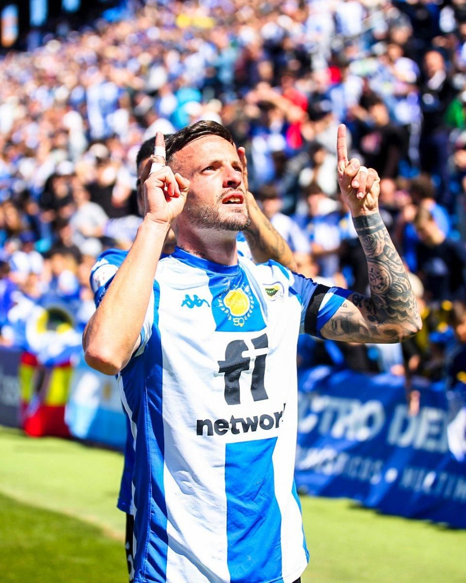Javi Moreno celebra su tanto frente al Ibiza en la victoria del Hércules de esta pasada jornada.