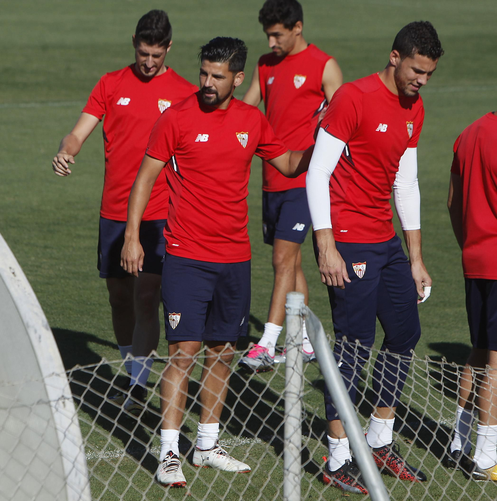 Nolito, David Soria, Escudero y Jesús Navas, en la sesión de ayer.