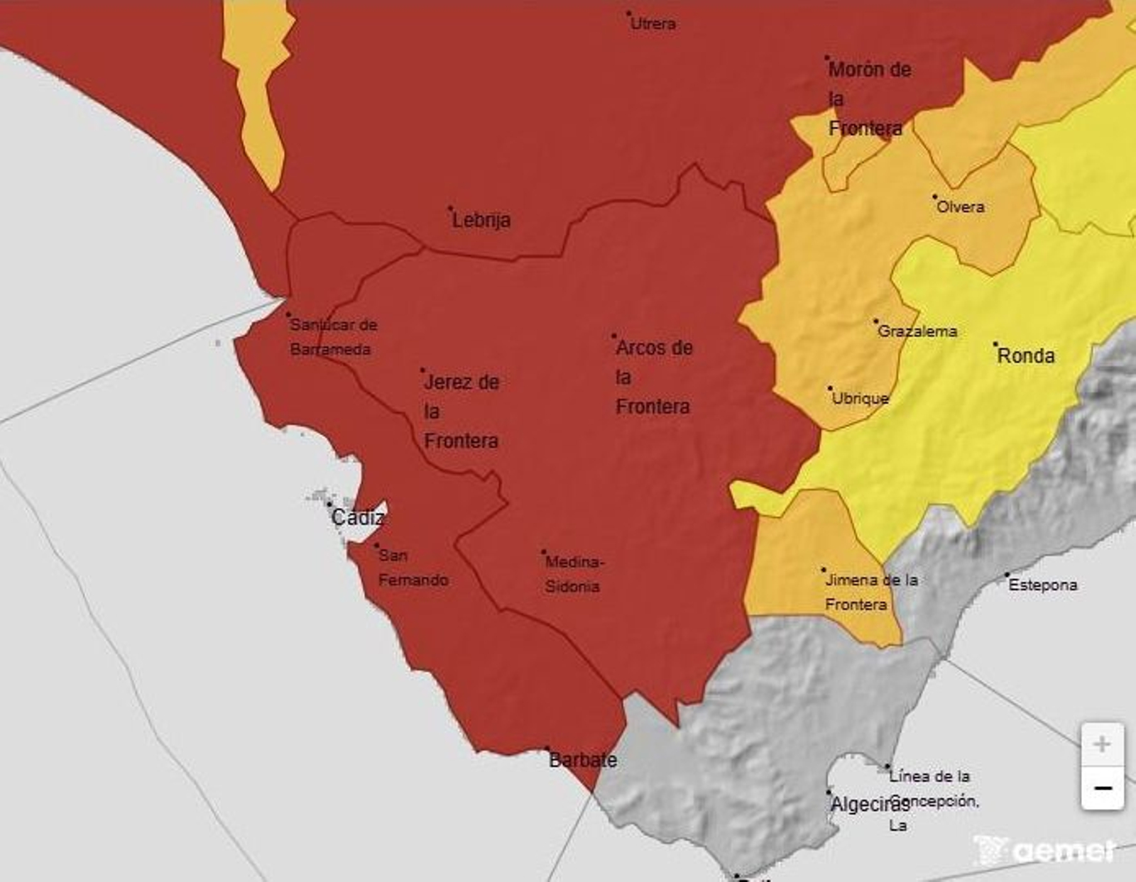 Aviso rojo de la Aemet para este martes.