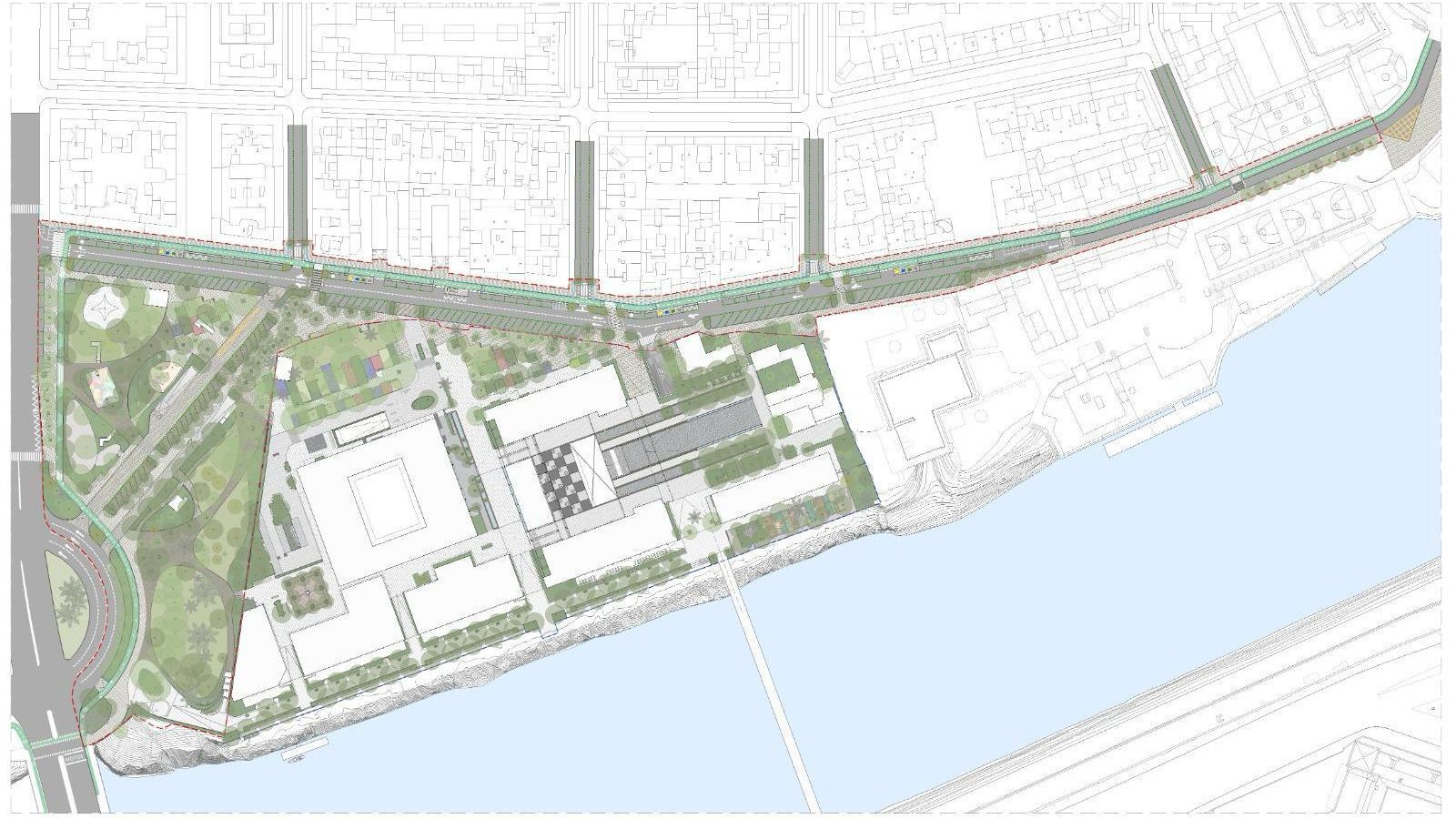Plano de cómo quedará el entorno de Altadis y el recinto fabril tras la reurbanización paisajística.