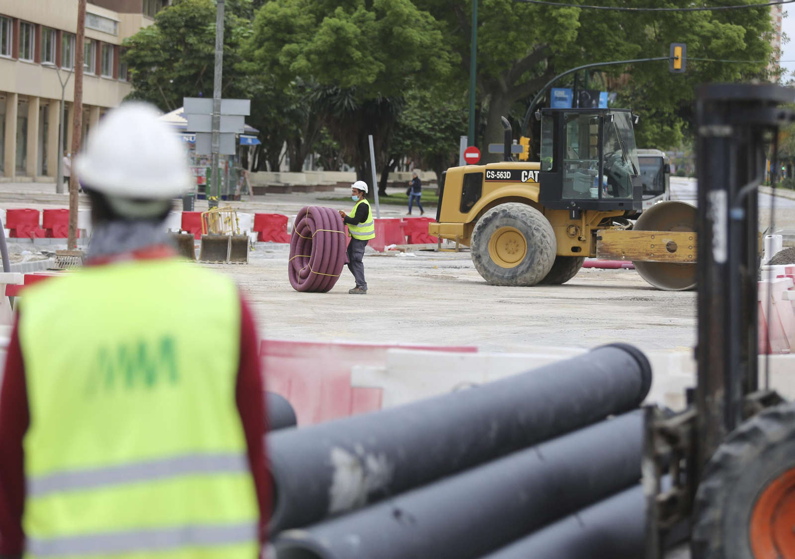 Fotos del avance del Metro de Málaga en la reurbanización de la Avenida de Andalucía