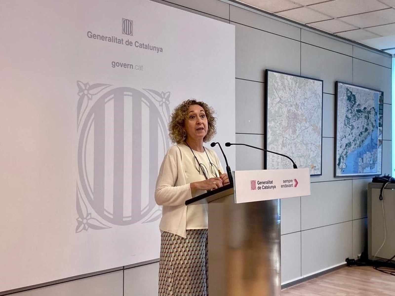 La consellera de Territorio de la Generalitat, Ester Capella , en rueda de prensa.