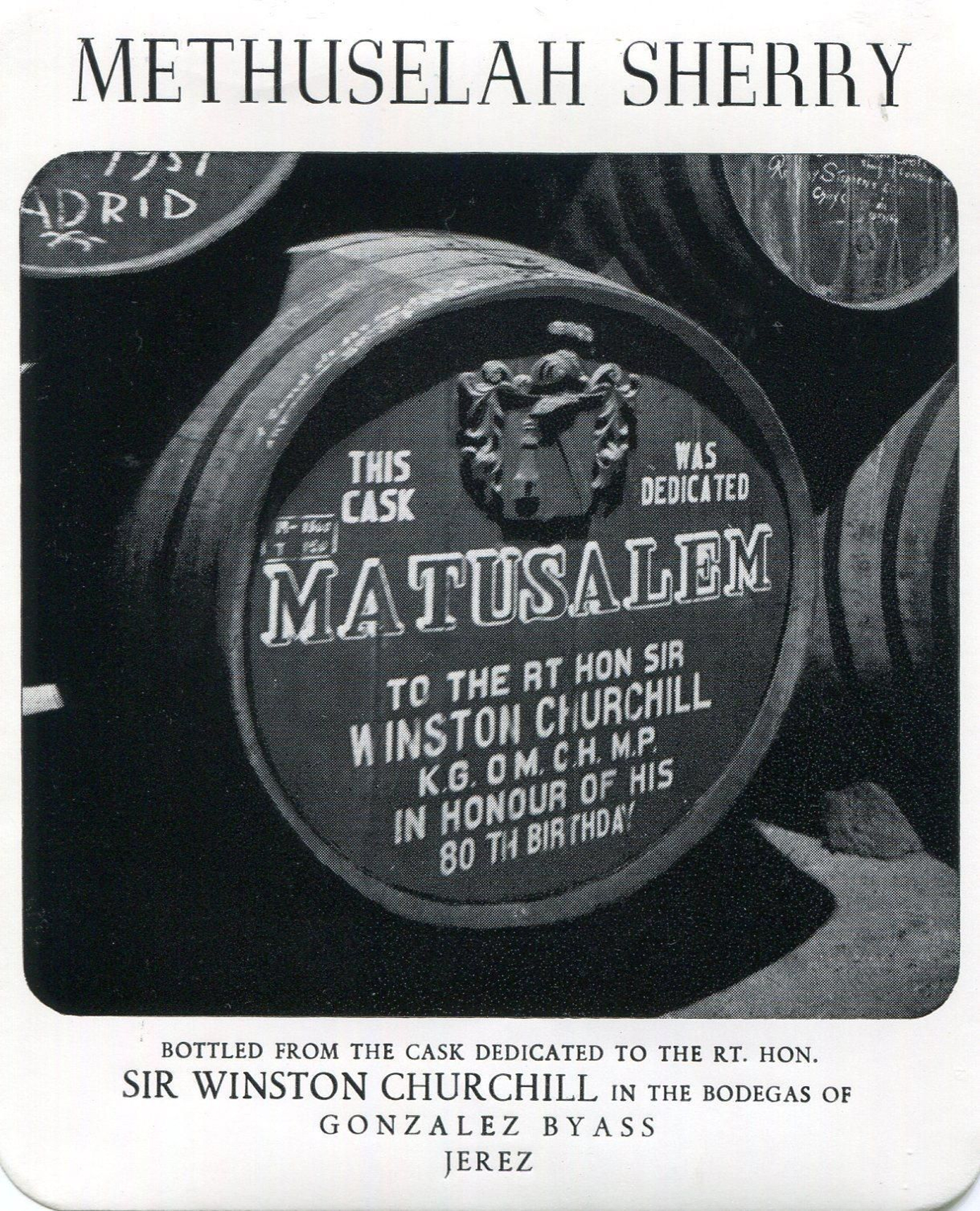 Etiqueta de González Byass recordando a Churchill.