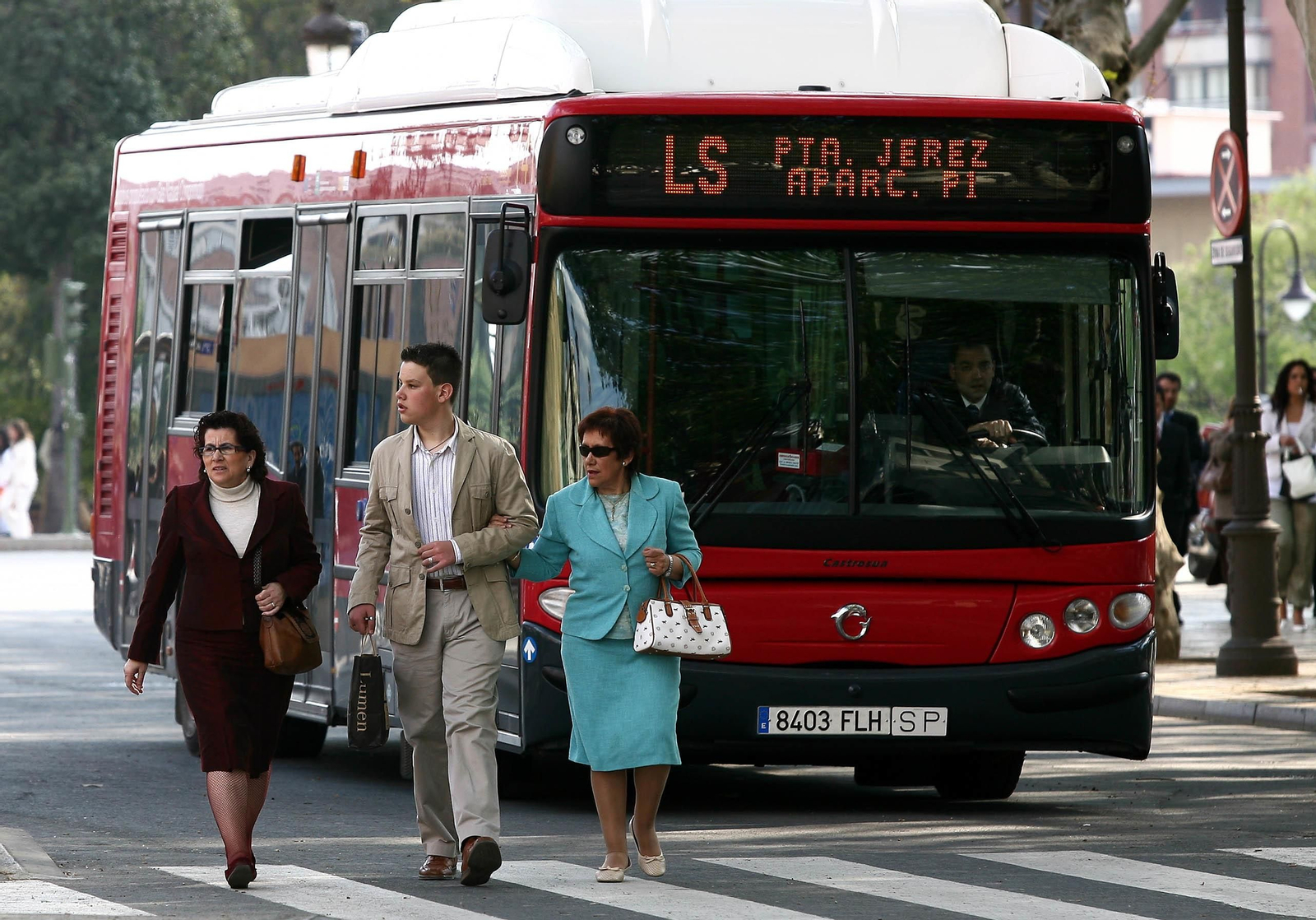 Un autobus durante el Domingo de Ramos del año pasado.