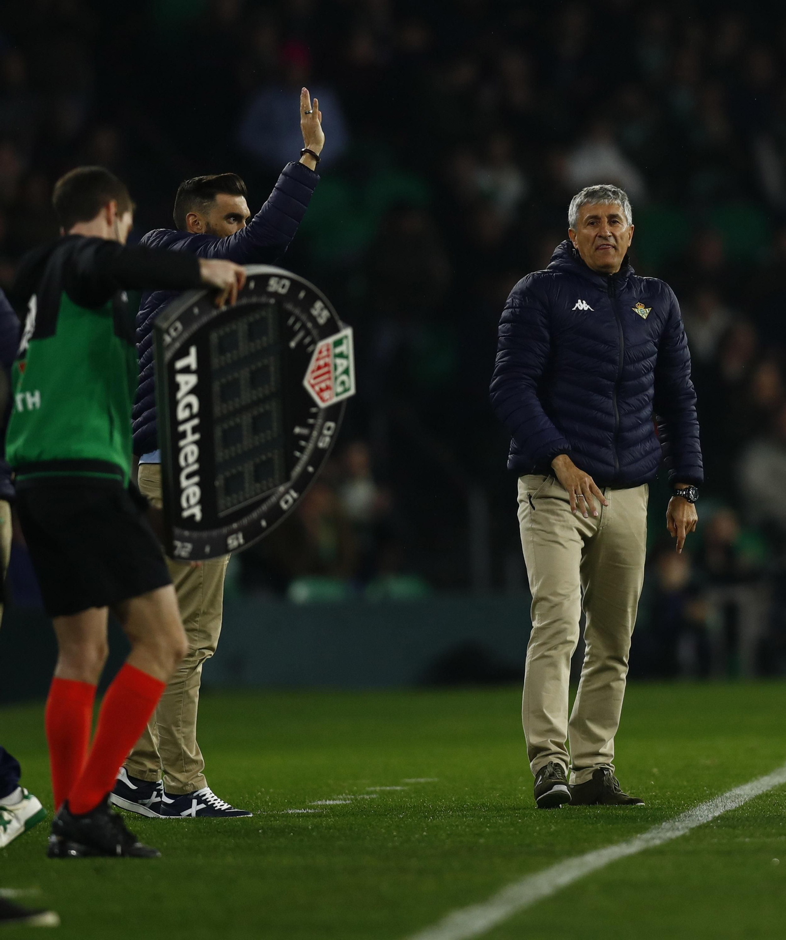 Quique Setién, durante un momento del partido ante el Espanyol.