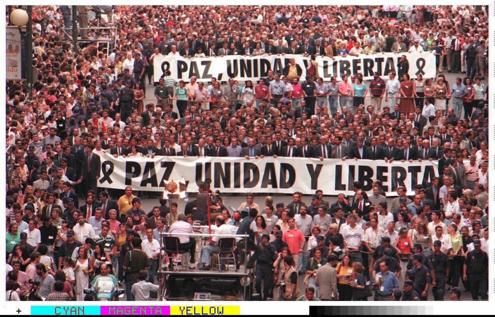 Manifestación tras el secuestro de Miguel Ángel Blanco en julio de 1997