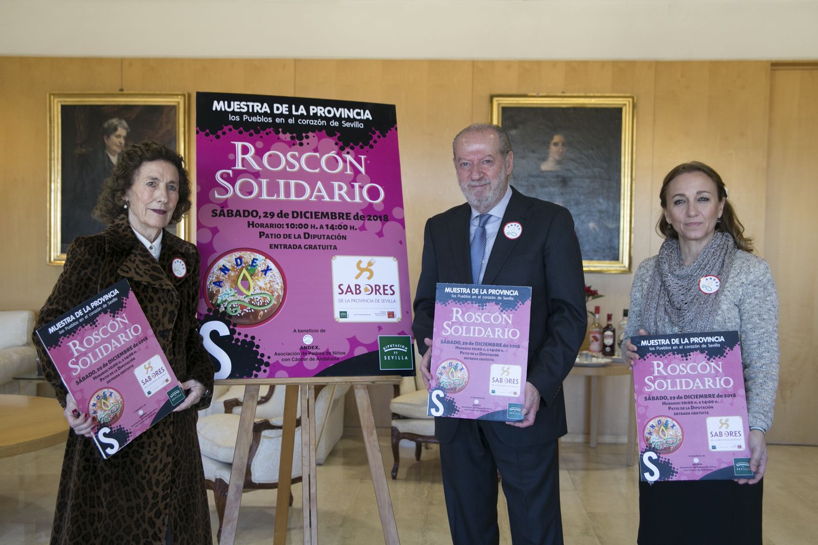 Fernando Villalobos, en la presentación del Roscón Solidario a beneficio de Andex en la Diputación de Sevilla.