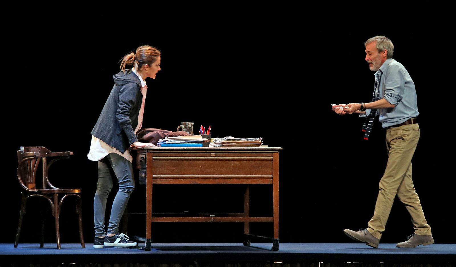 Natalia Sánchez y Fernando Guillén Cuervo, durante los primeros compases de 'Oleanna'.