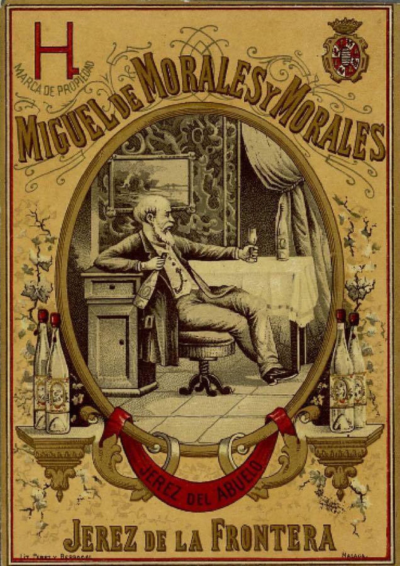 Etiqueta El abuelo, de  Miguel de Morales y Morales.