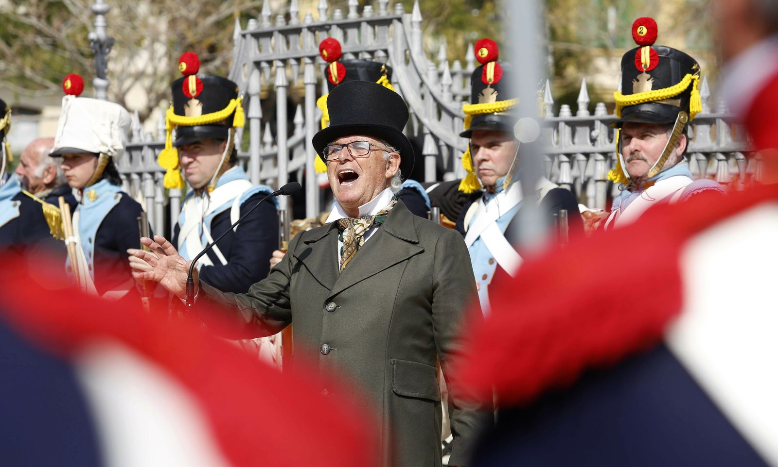 La recreación histórica de la entrada del héroe liberal Rafael de Riego en Málaga