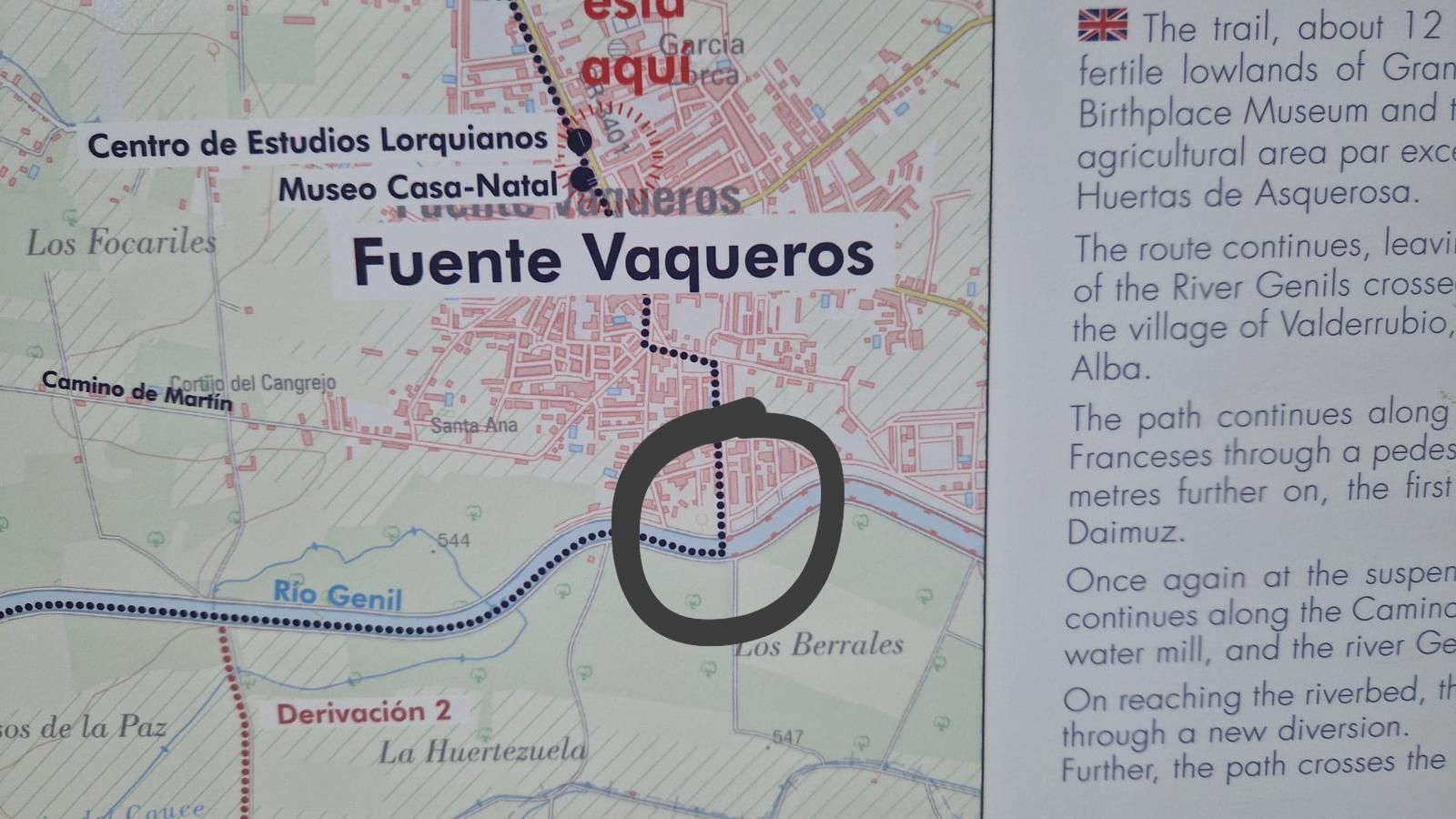 Uno de los mapas colocados por la Diputación de Granada en Fuente Vaqueros