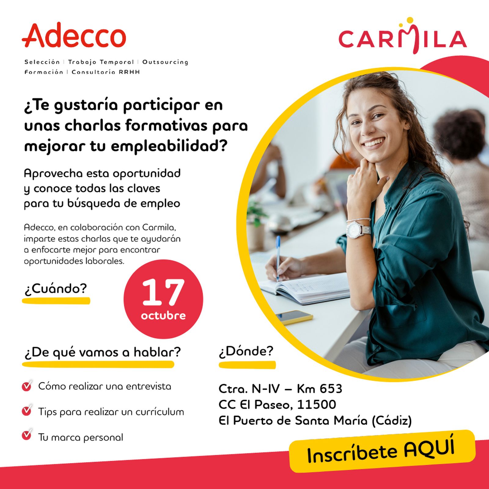 Las charlas formativas se celebrarán el próximo martes, día 17.