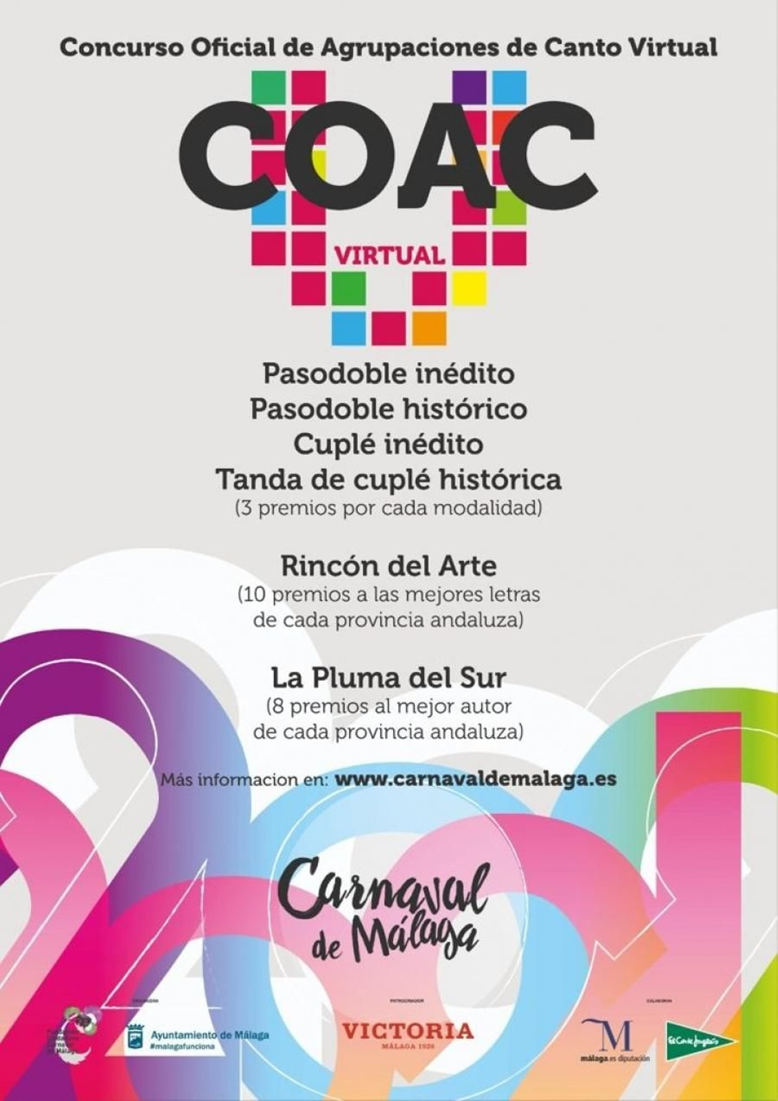 Cartel del Concurso Oficial de Agrupaciones de Canto Virtual.