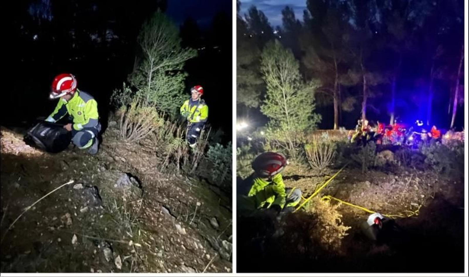 Montaje gráfico del rescate de los Bomberos de Jaén en el rescate en Pegalajar.