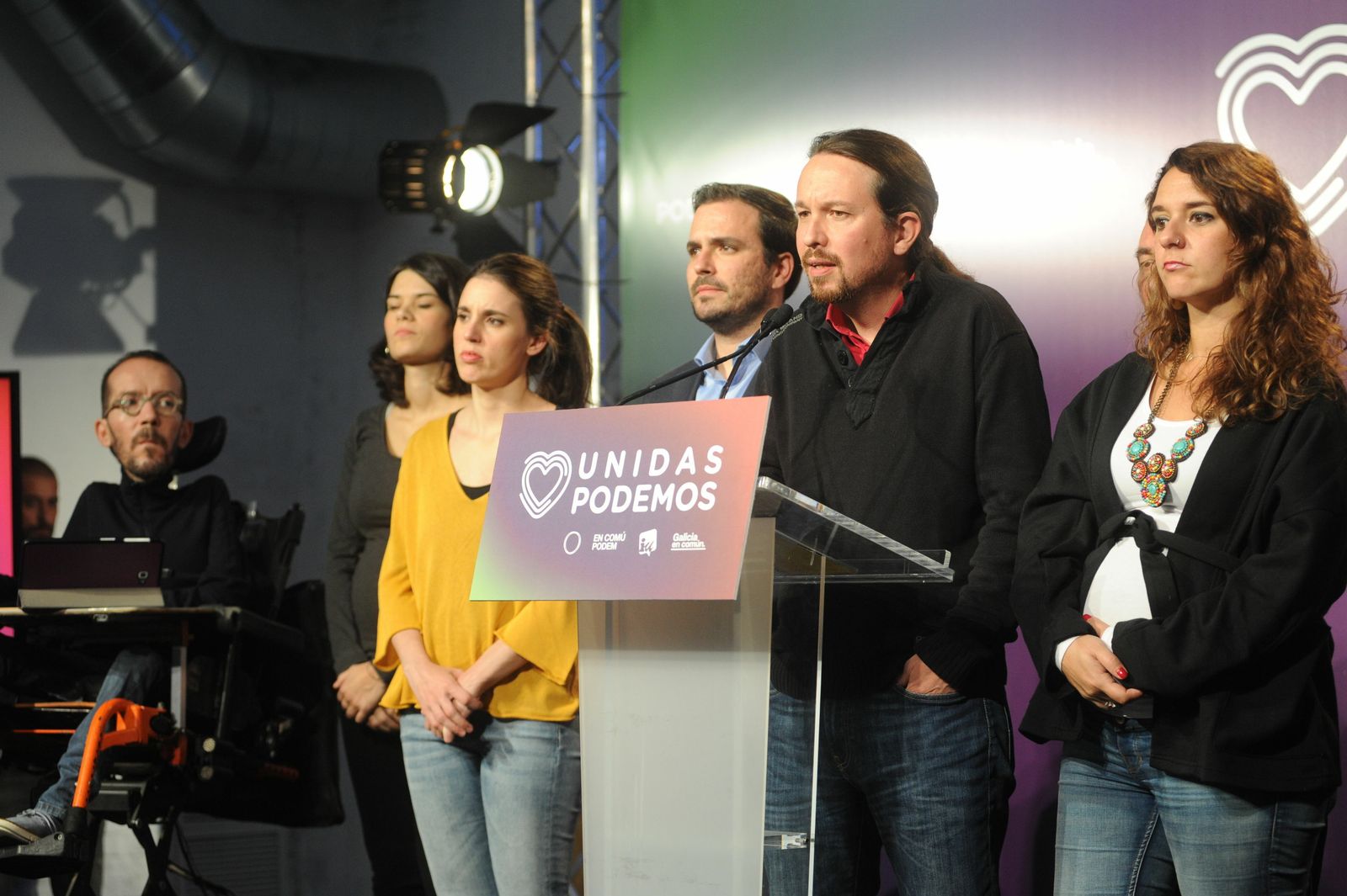 Pablo Iglesias en su comparecencia tras conocerse los resultados electorales.