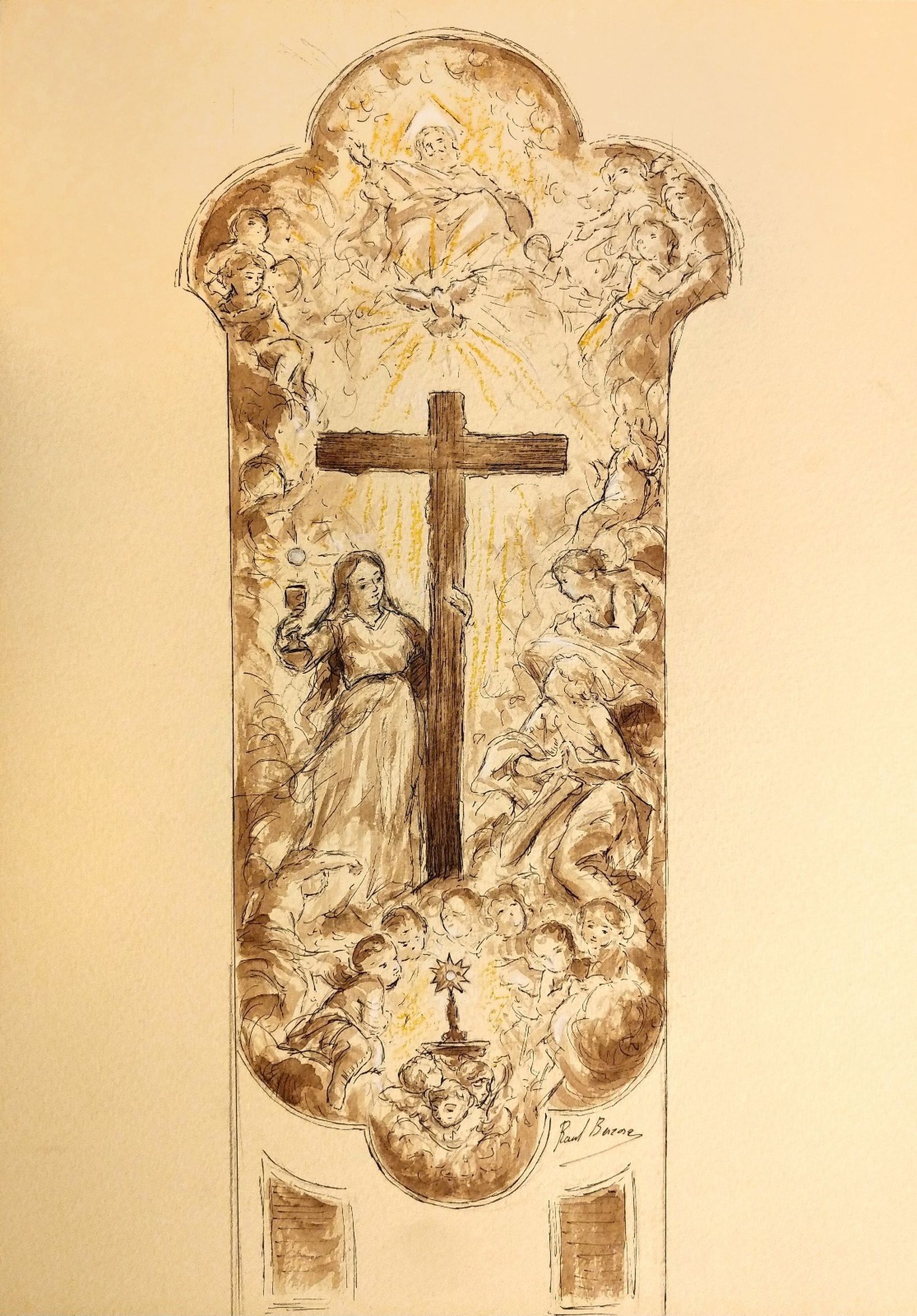 Pintura de Raúl Berzosa que acogerá el Lignum Crucis.