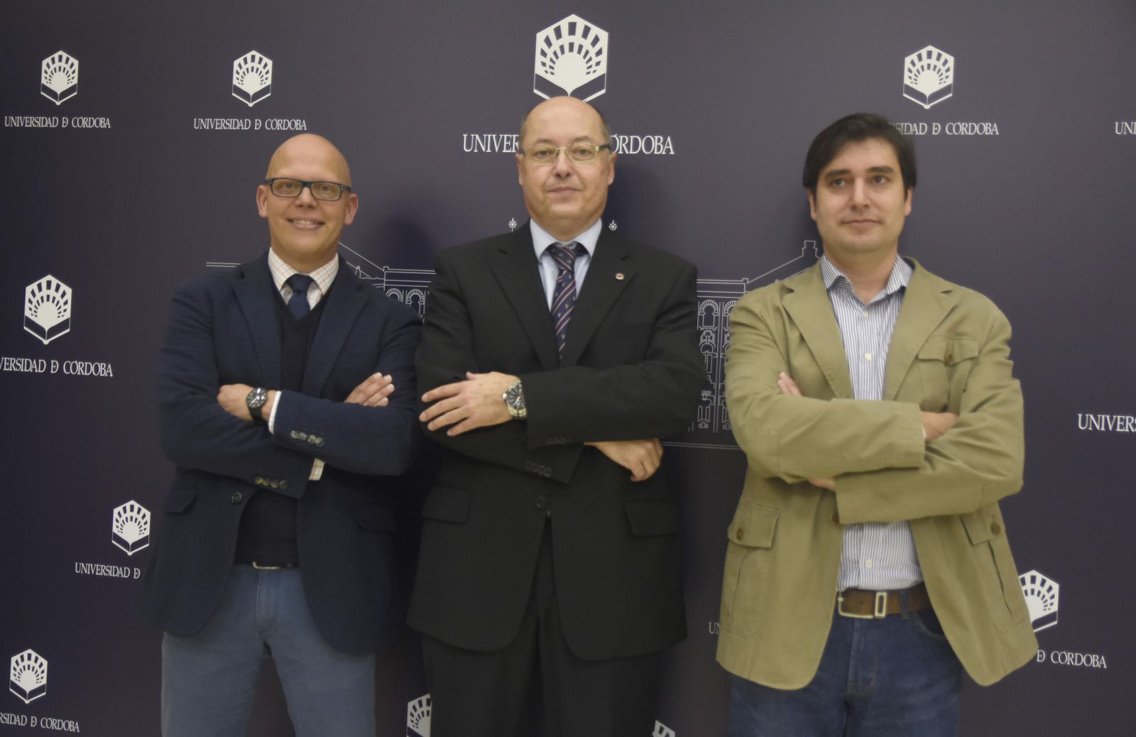 Linares, Cubero y Adame, en el Rectorado de la UCO