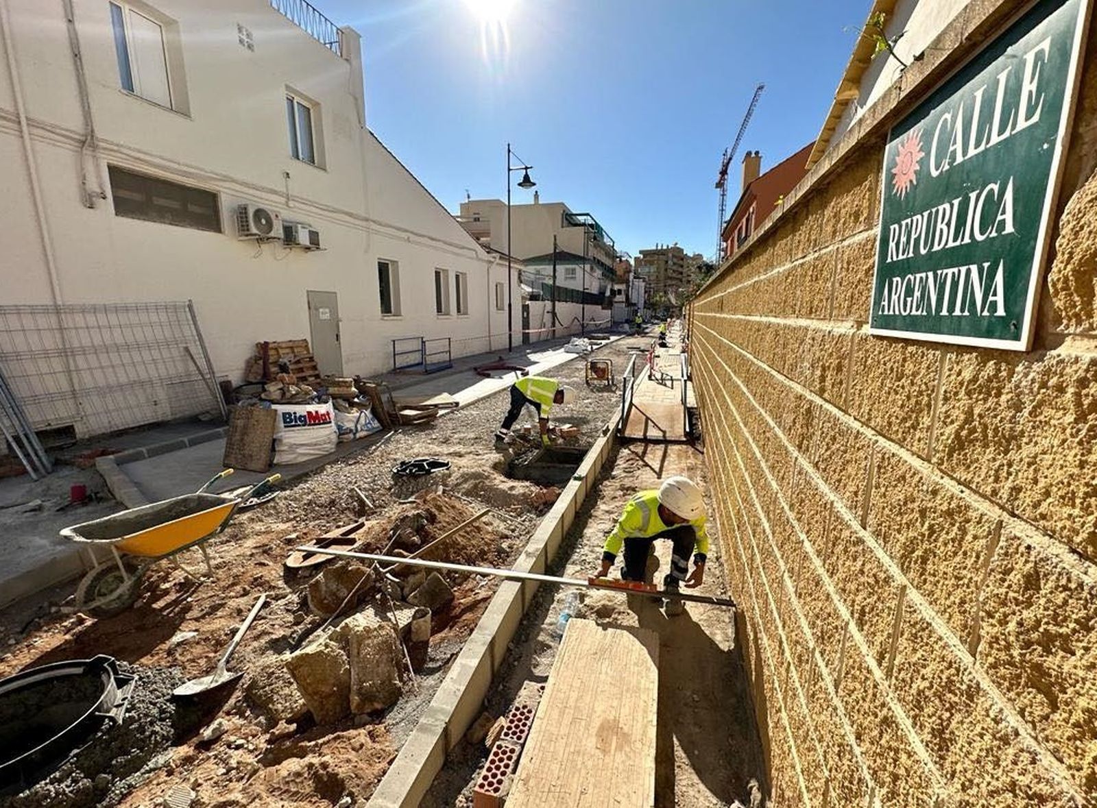 Los trabajos que se están acometiendo en la calle República Argentina.