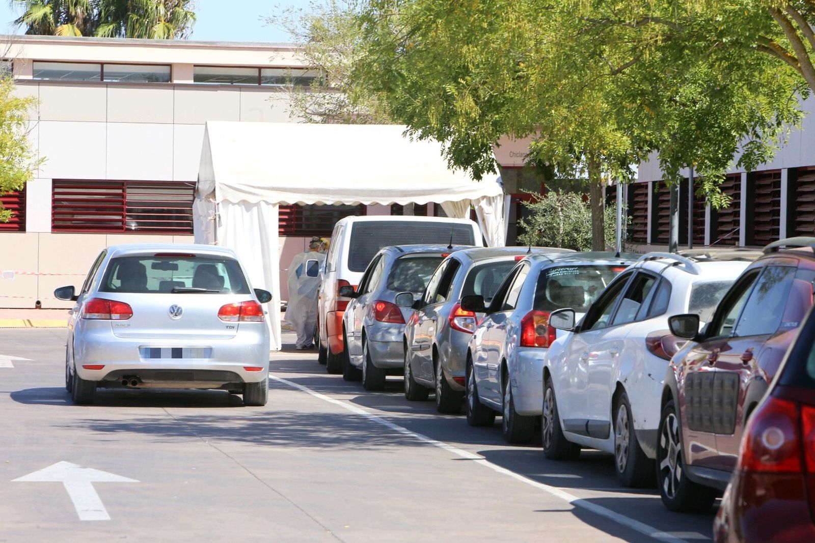 Punto de pruebas Covid situado en el centro de salud de Los Gallos, en una imagen de archivo.
