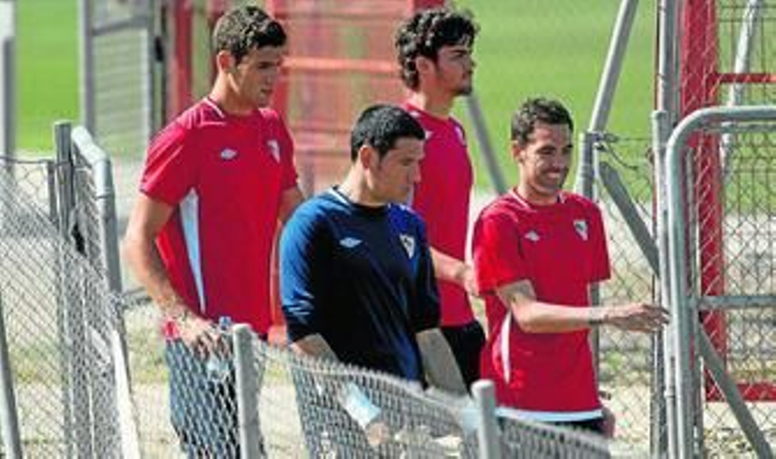 Fazio y Palop, junto a Israel Puerto y Fernando Navarro.