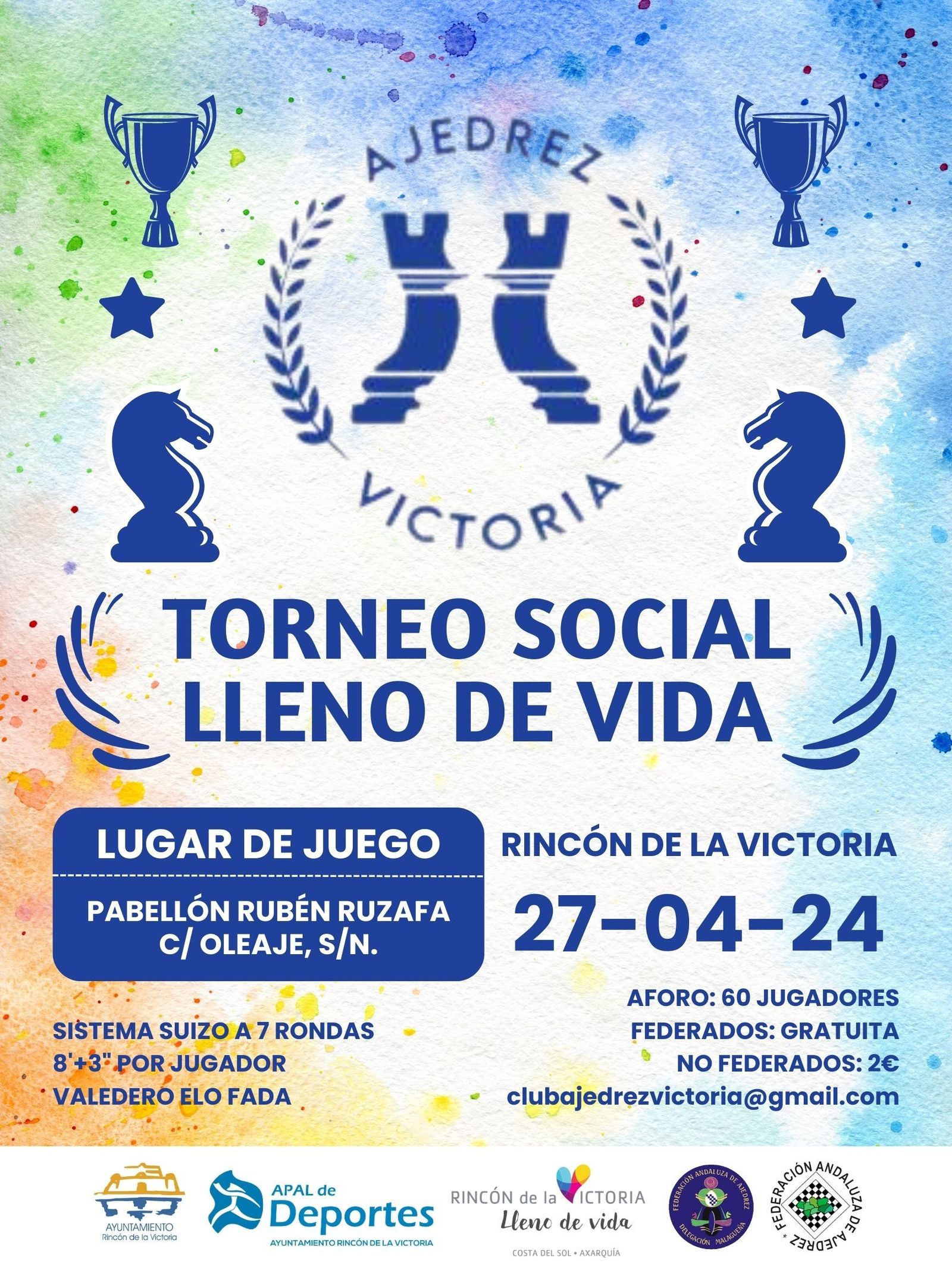 Cartel del Torneo Social Lleno de Vida en Rincón de la Victoria