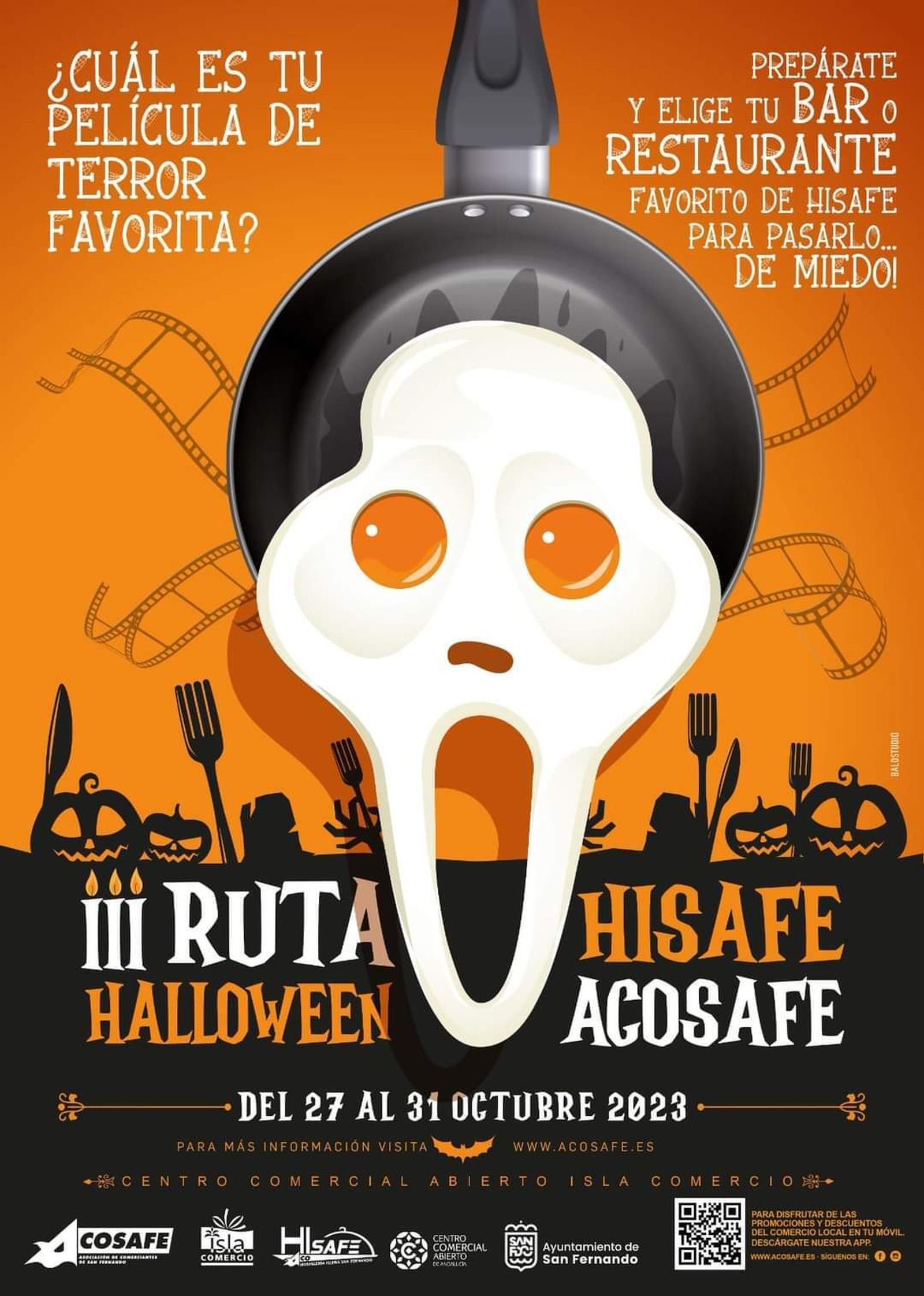 Cartel anunciador de la ruta de Halloween de Acosafe.