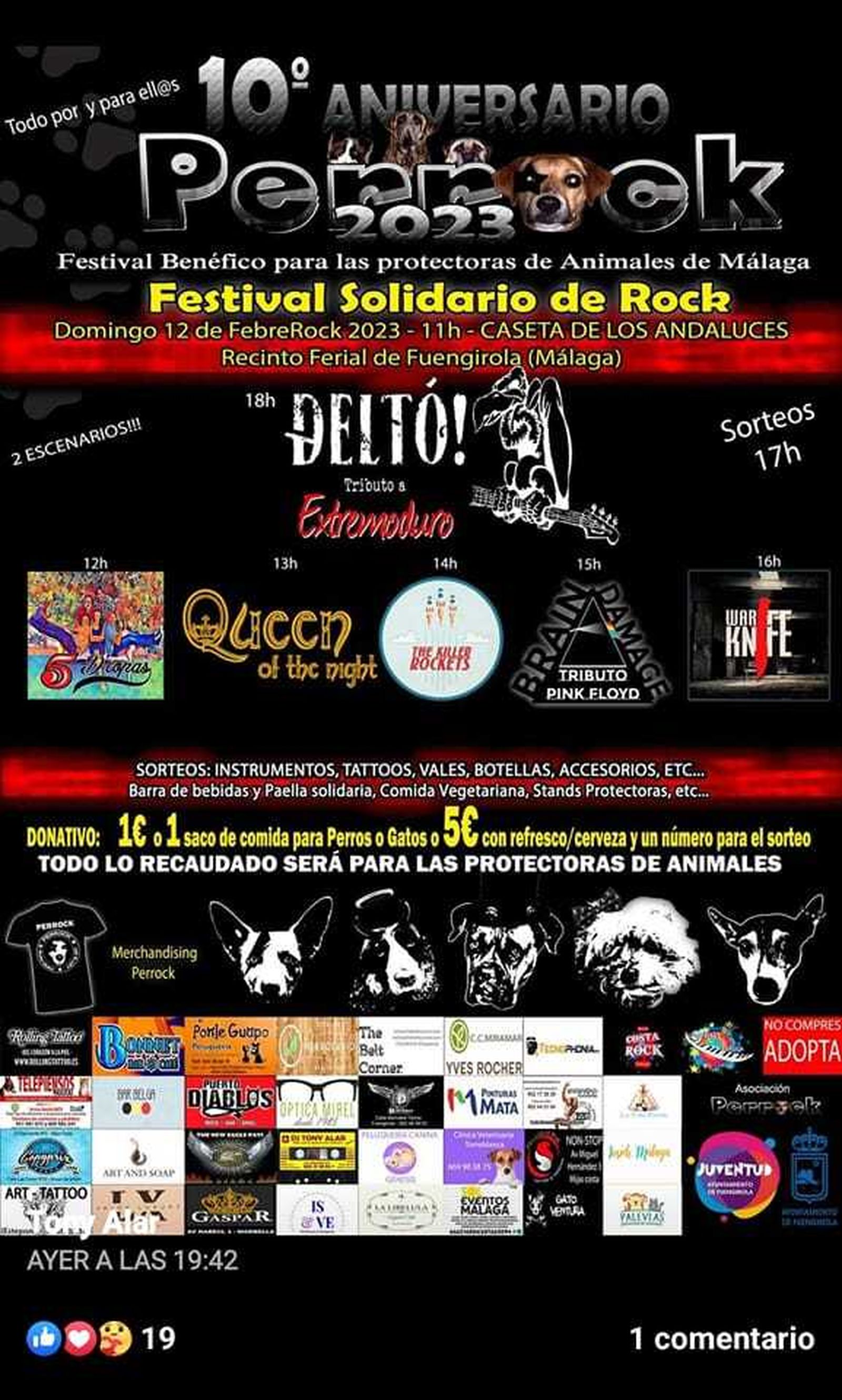 Cartel del Festival Perrock de Fuengirola 2023.