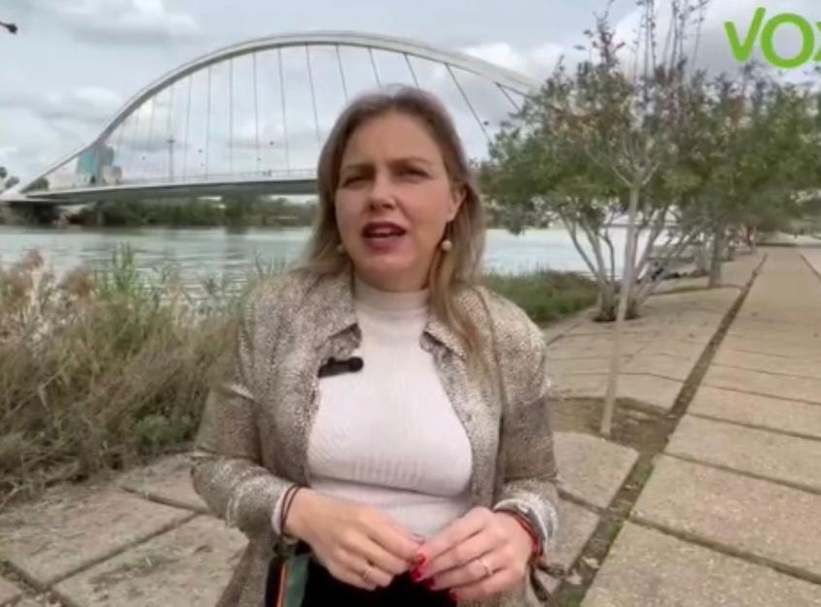 La portavoz de Vox, Cristina Peláez, en el lugar de los hechos.