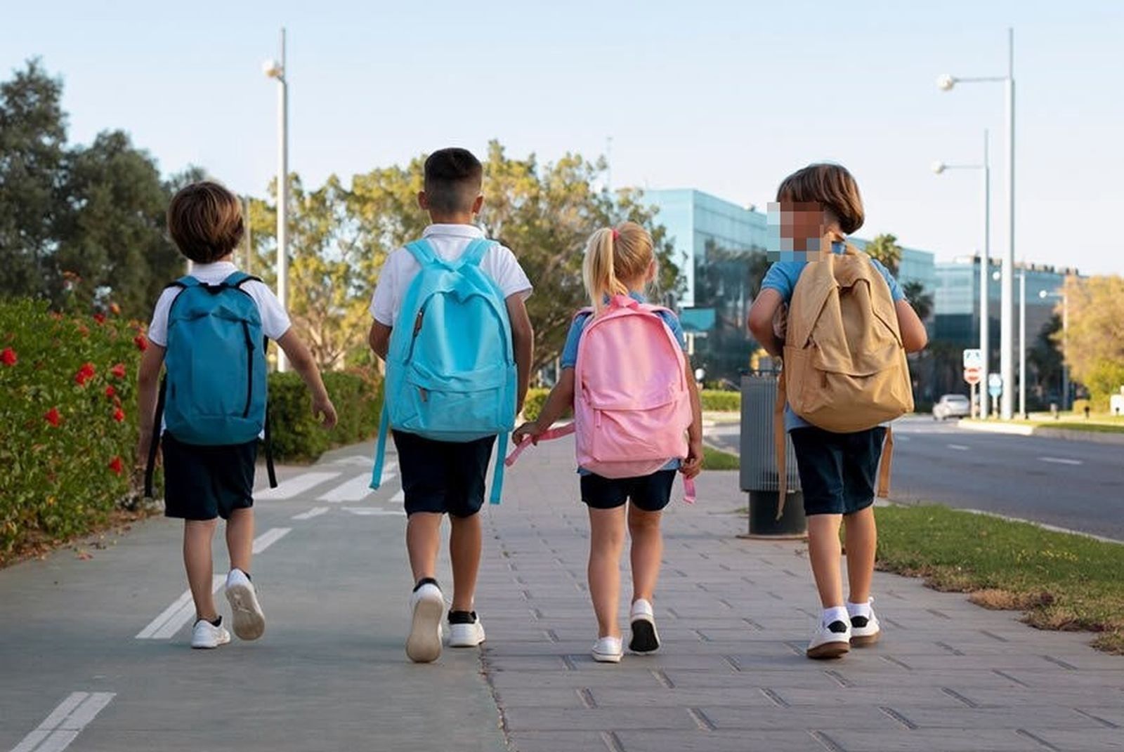 Niños yendo hacia el colegio.