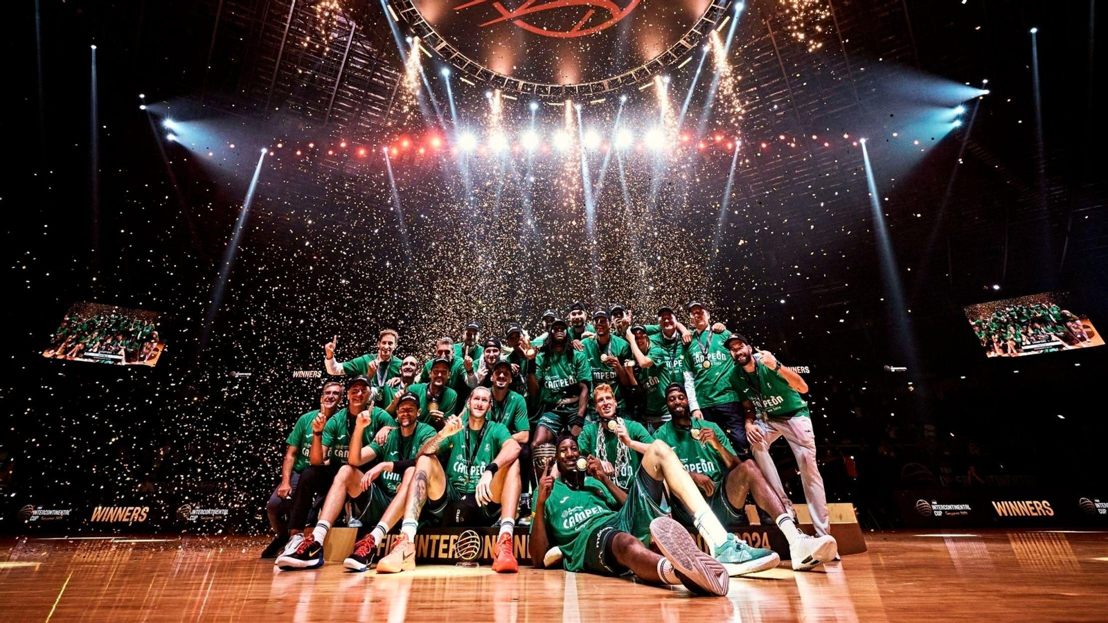 El Unicaja en la Copa Internacional de la FIBA 2024 tras proclamarse campeón.