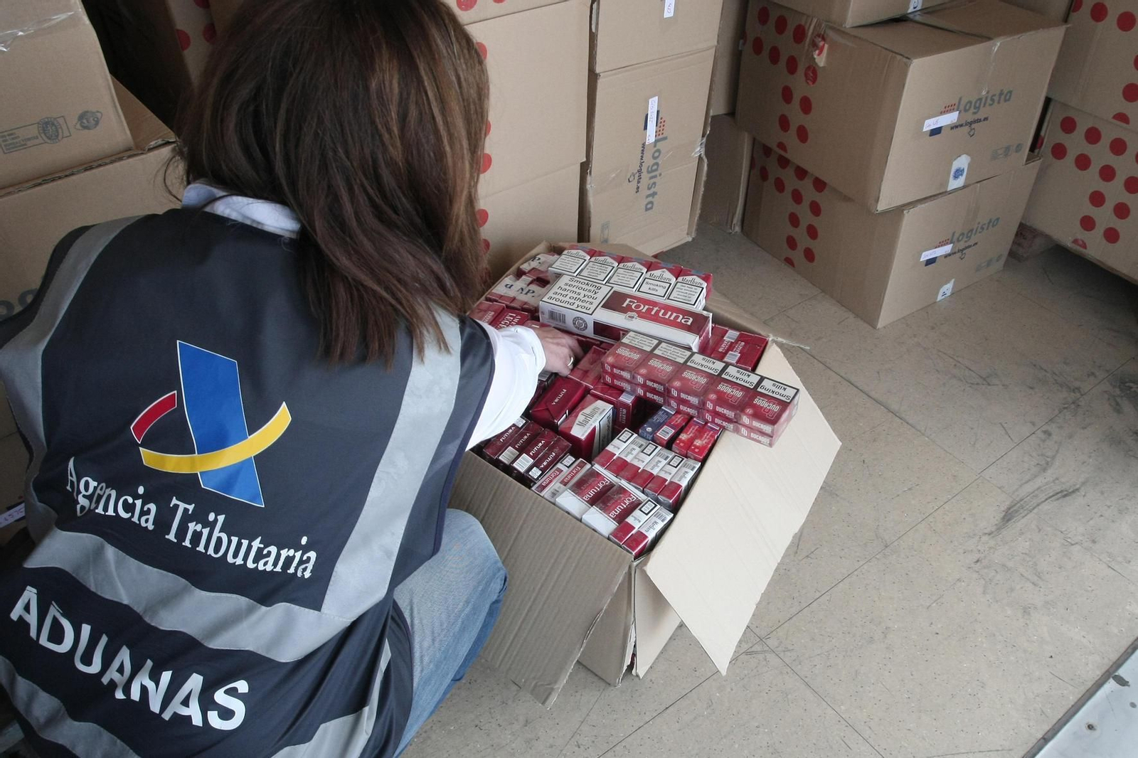 Una aprehensión de tabaco de contrabando realizada en la Aduana de La Línea.