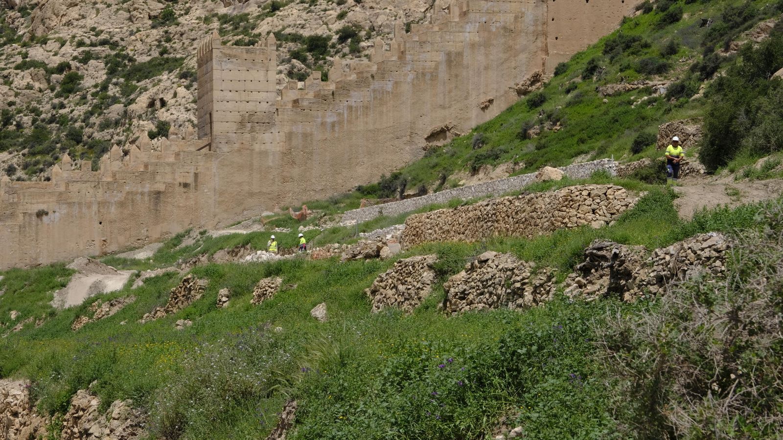 Trabajos en las parapas de la ladera de San Cristóbal