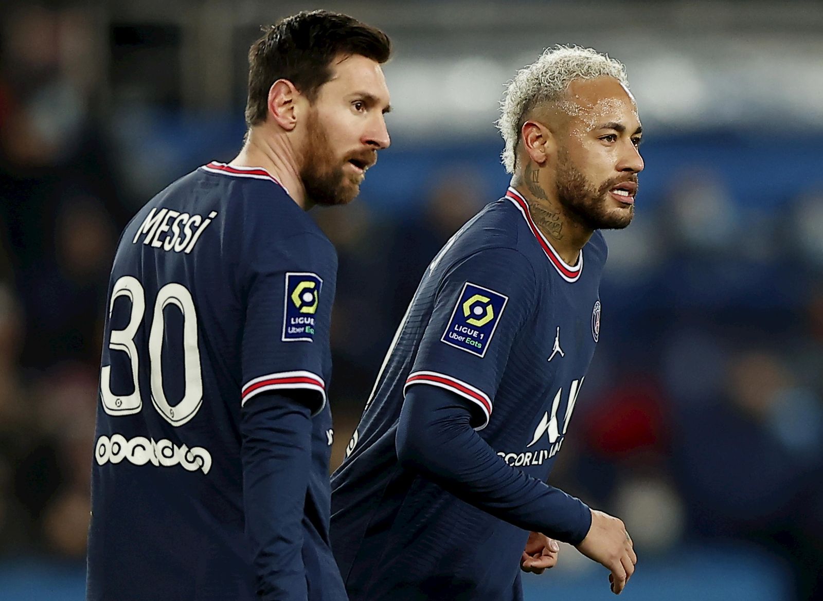 Messy y Neymar, en un partido con el PSG