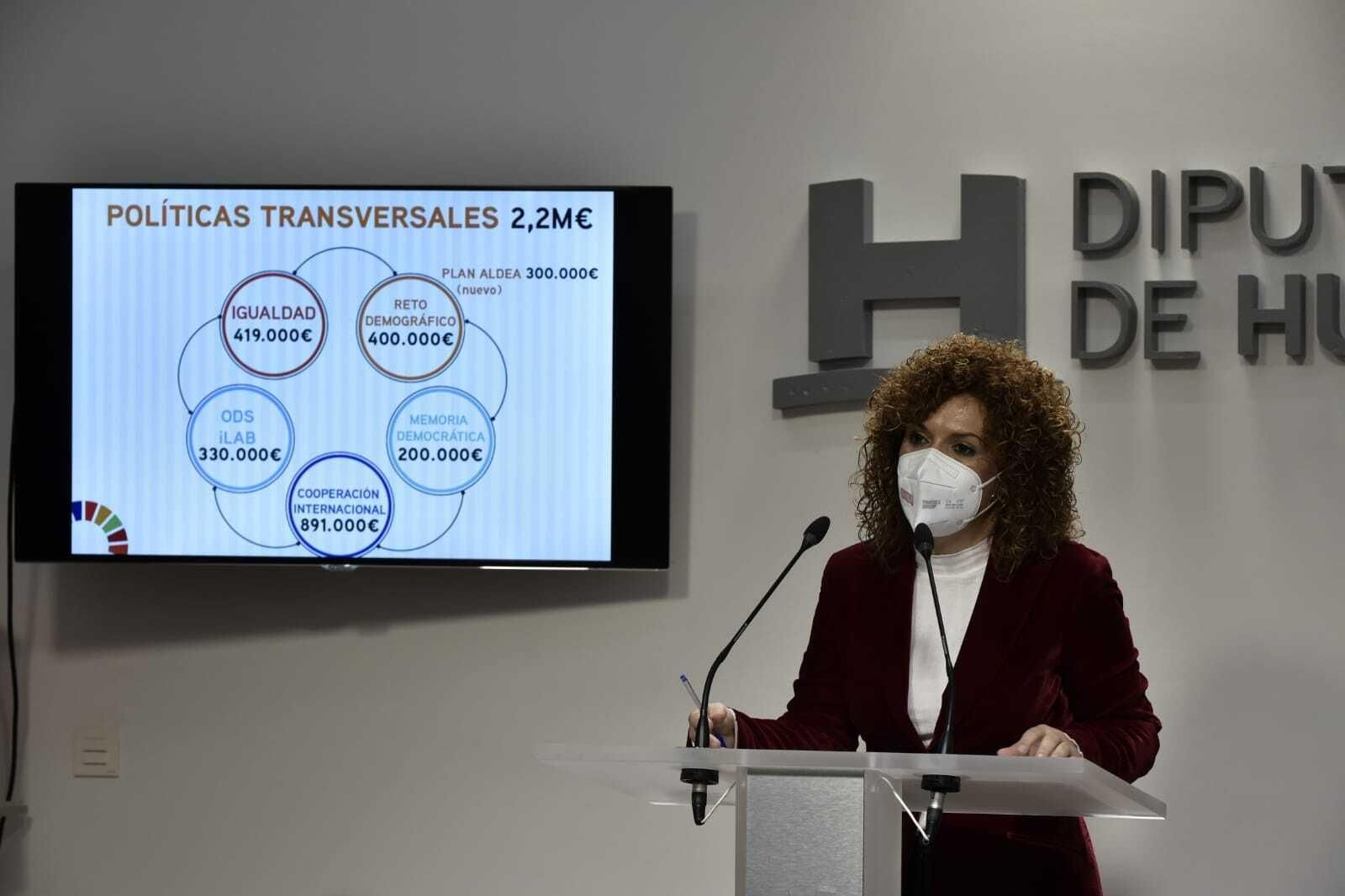 La presidenta de la Diputación esta mañana en la presentación del Presupuesto para el año que  viene.