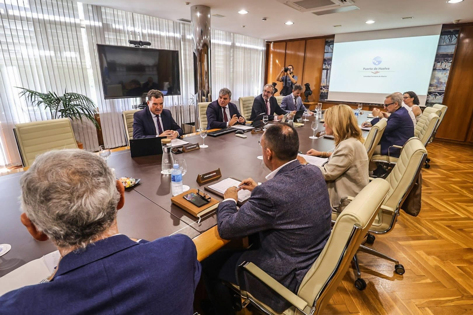 Reunión del Consejo de Administración del Puerto de Huelva, este jueves.