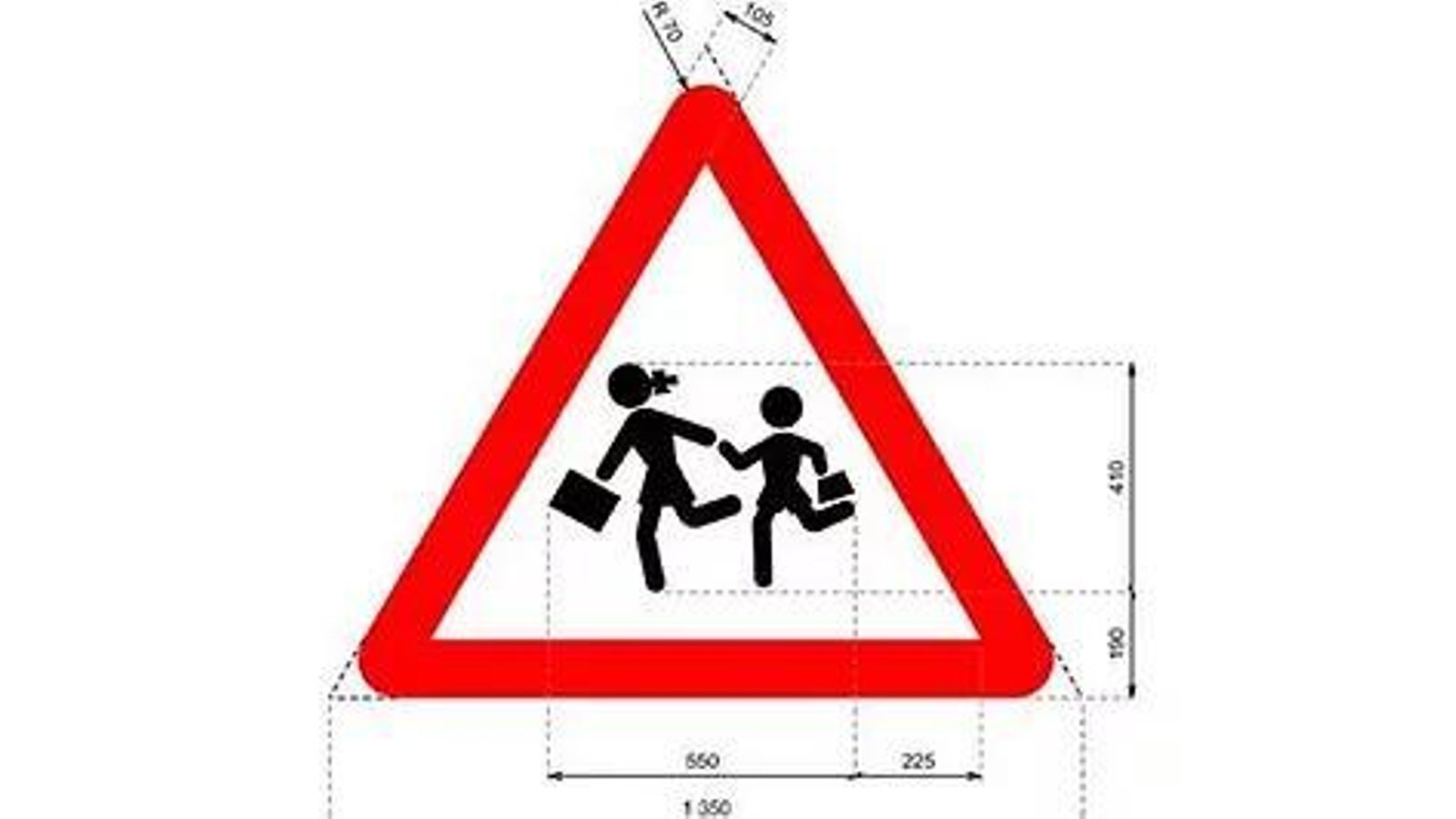 Peligro por la proximidad de un lugar frecuentado por niños. SEÑAL P-21.