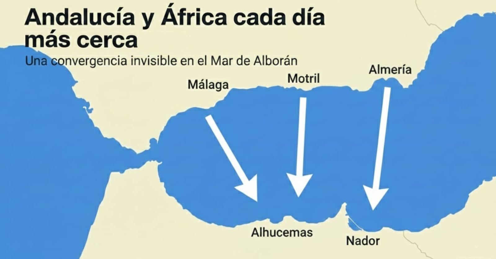 Mapa del mar de Alborán que muestra cómo el sur de Andalucía y el norte de África se aproximan milímetro a milímetro por el movimiento de las placas tectónicas.