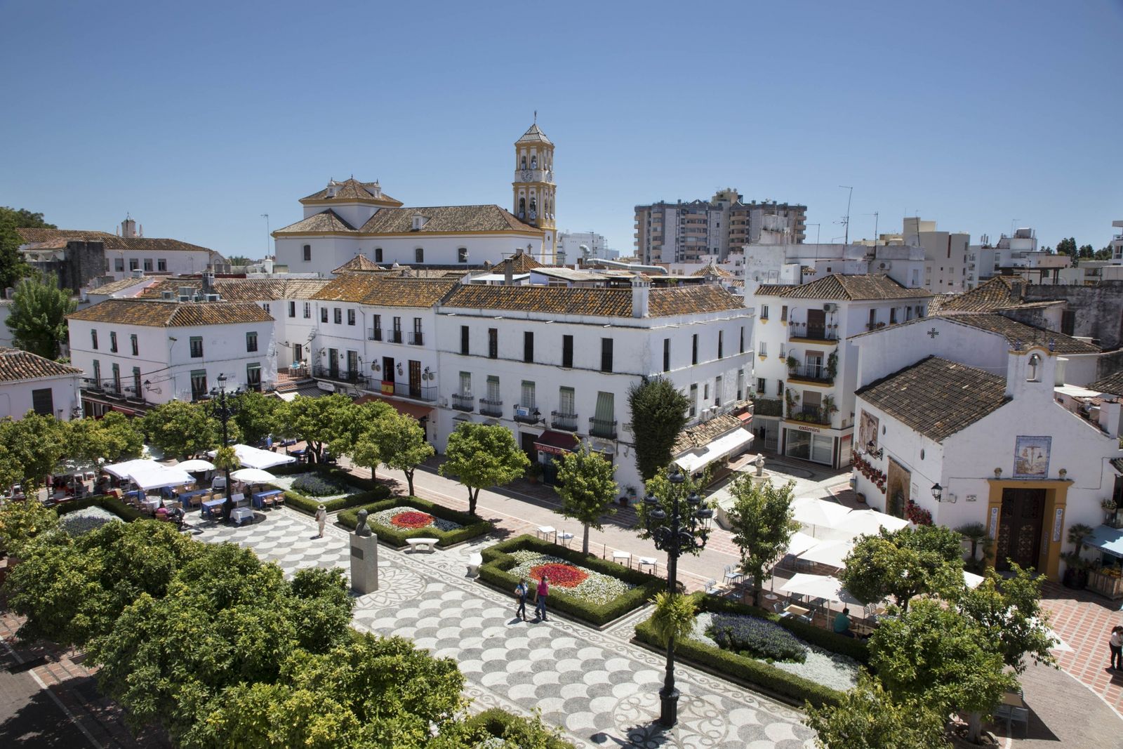 Vista aérea del casco antiguo de Marbella, Málaga.
