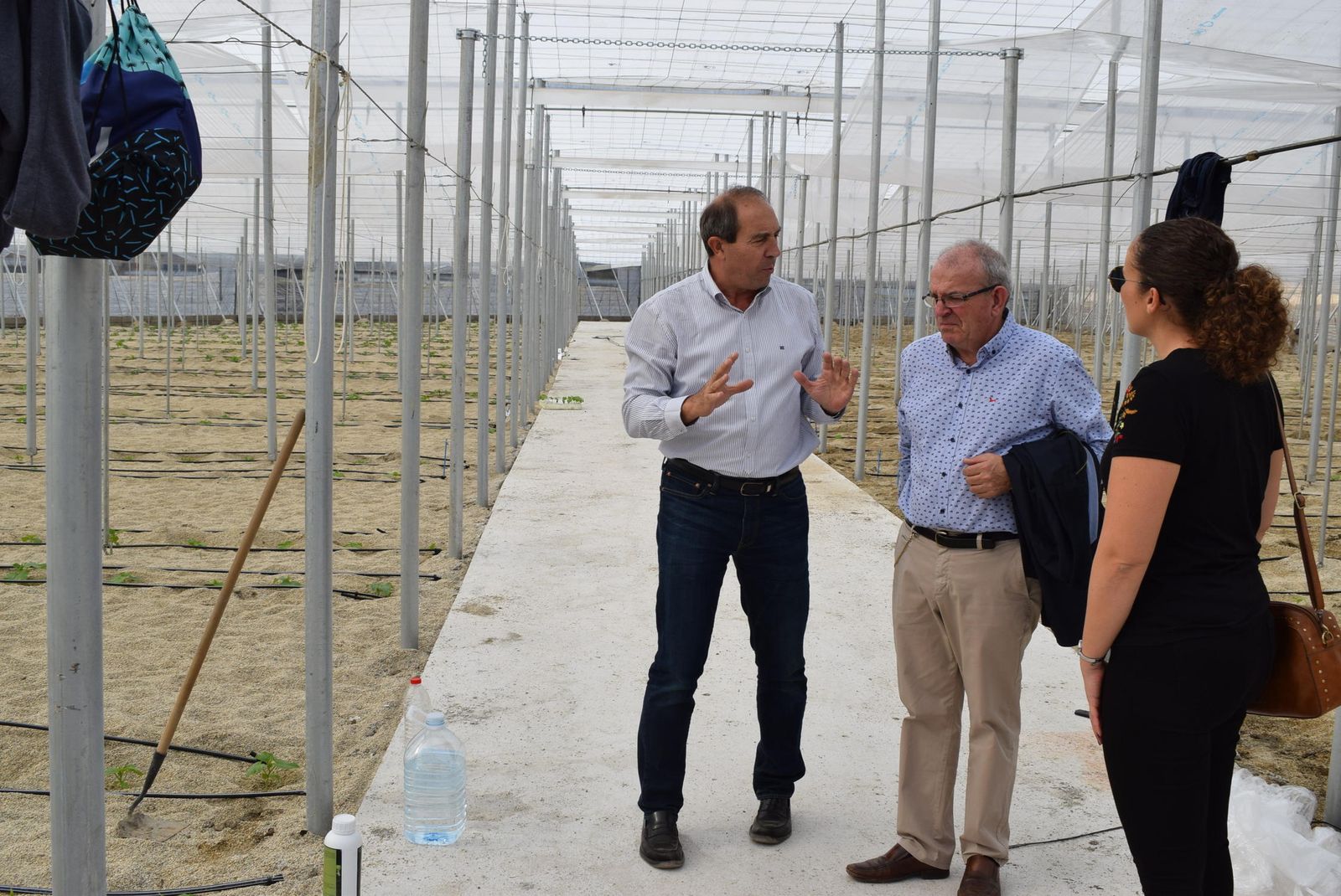 Visita del alcalde de Vícar, Antonio Bonilla, a un invernadero vicario.