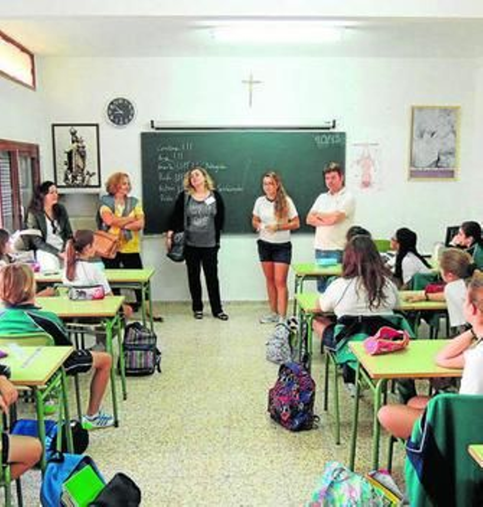 En una clase, durante la visita al colegio de Las Carmelitas en octubre.