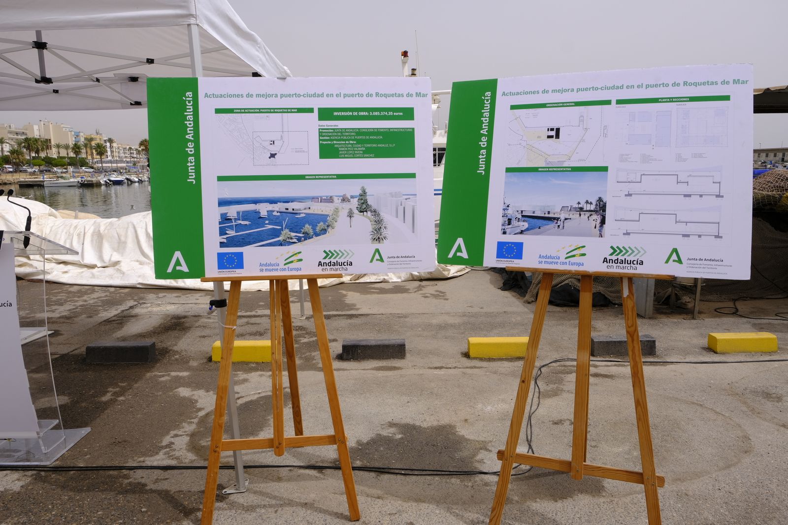 Primera piedra de la nueva lonja del Puerto Pesquero de Roquetas de Mar