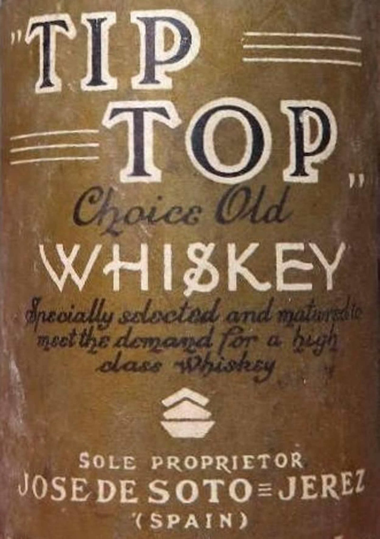 Etiqueta del 'whiskey' Tip Top, años `30 del siglo XX.