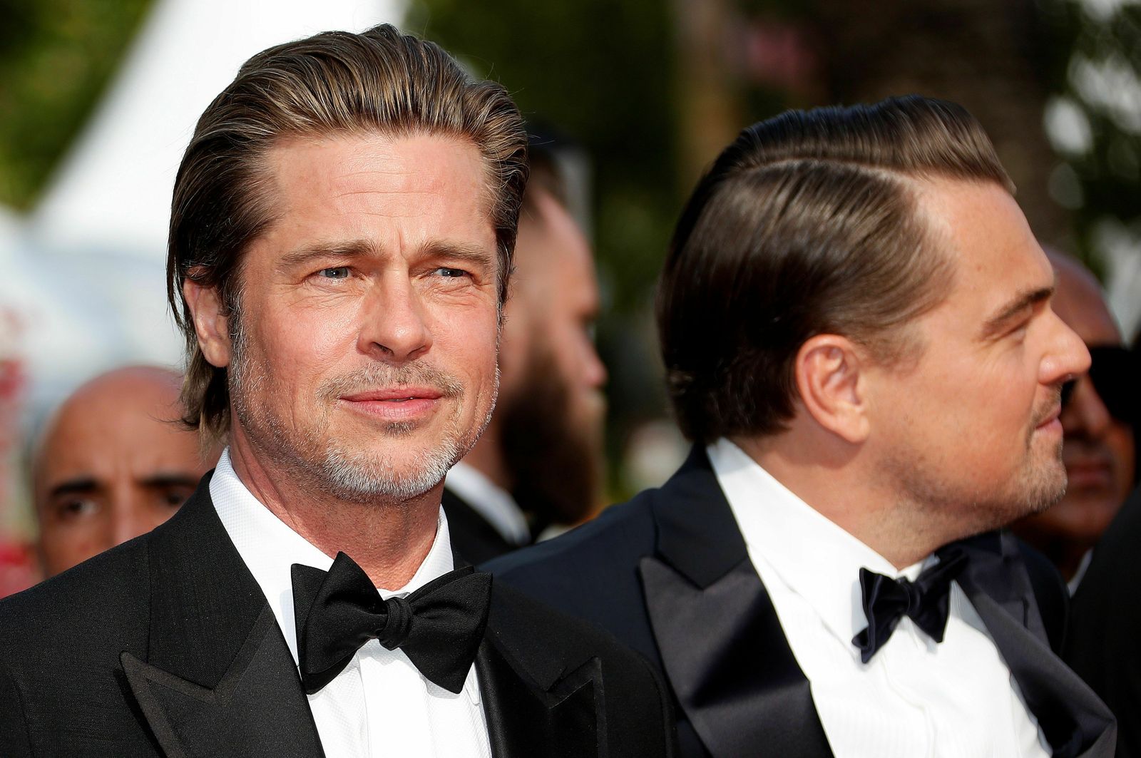 Brad Pitt y Leonardo DiCaprio, en el estreno de la película que protagonizan juntos.