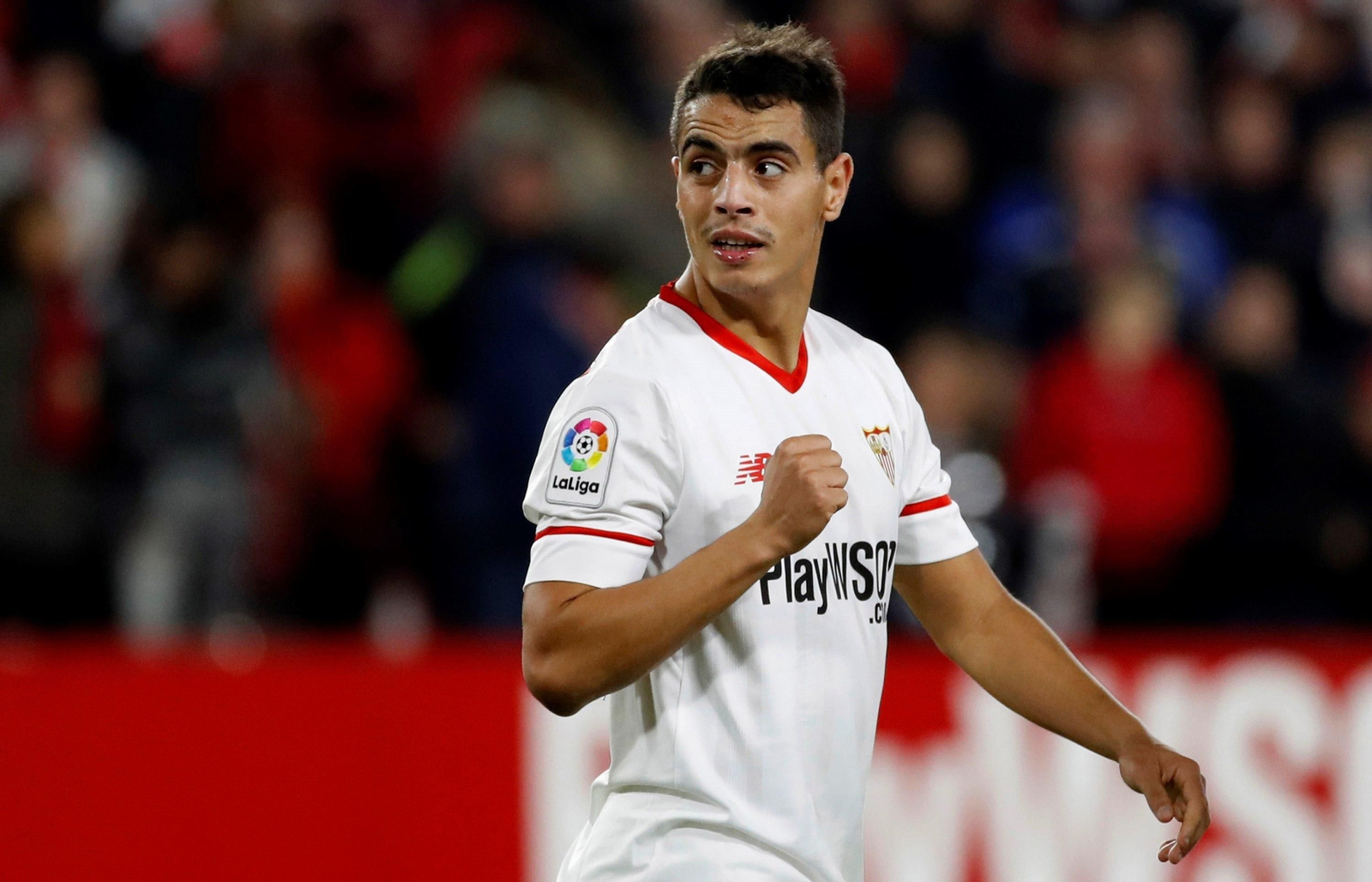 Ben Yedder celebra un gol durante su etapa en el Sevilla FC.