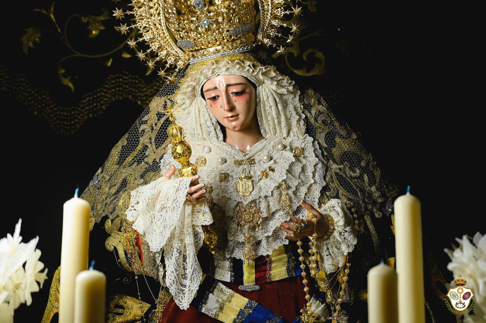 La soberbia Virgen de los Dolores a la espera de la procesión del sábado