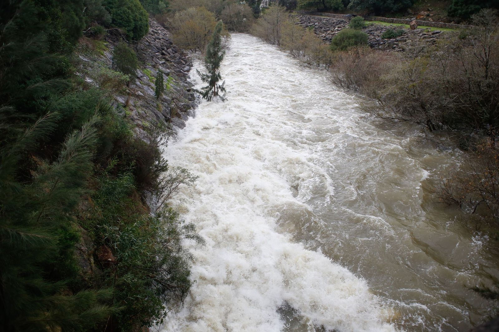 Las fotos del desembalse de agua en la presa de Charco Redondo de Los Barrios