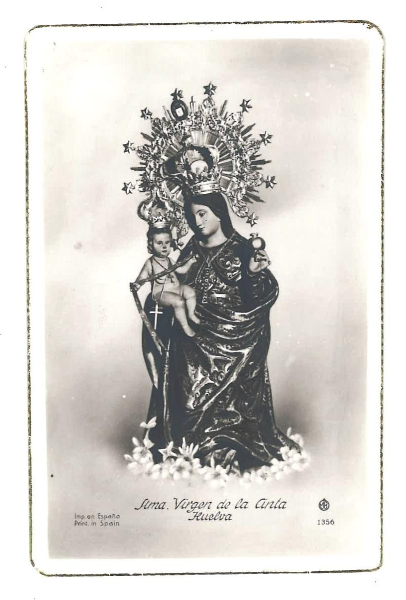 Estampa de la Virgen de la Cinta con las preseas tal como se estrenaron. Estampa de la Virgen de la Cinta con las preseas tal como se estrenaron.