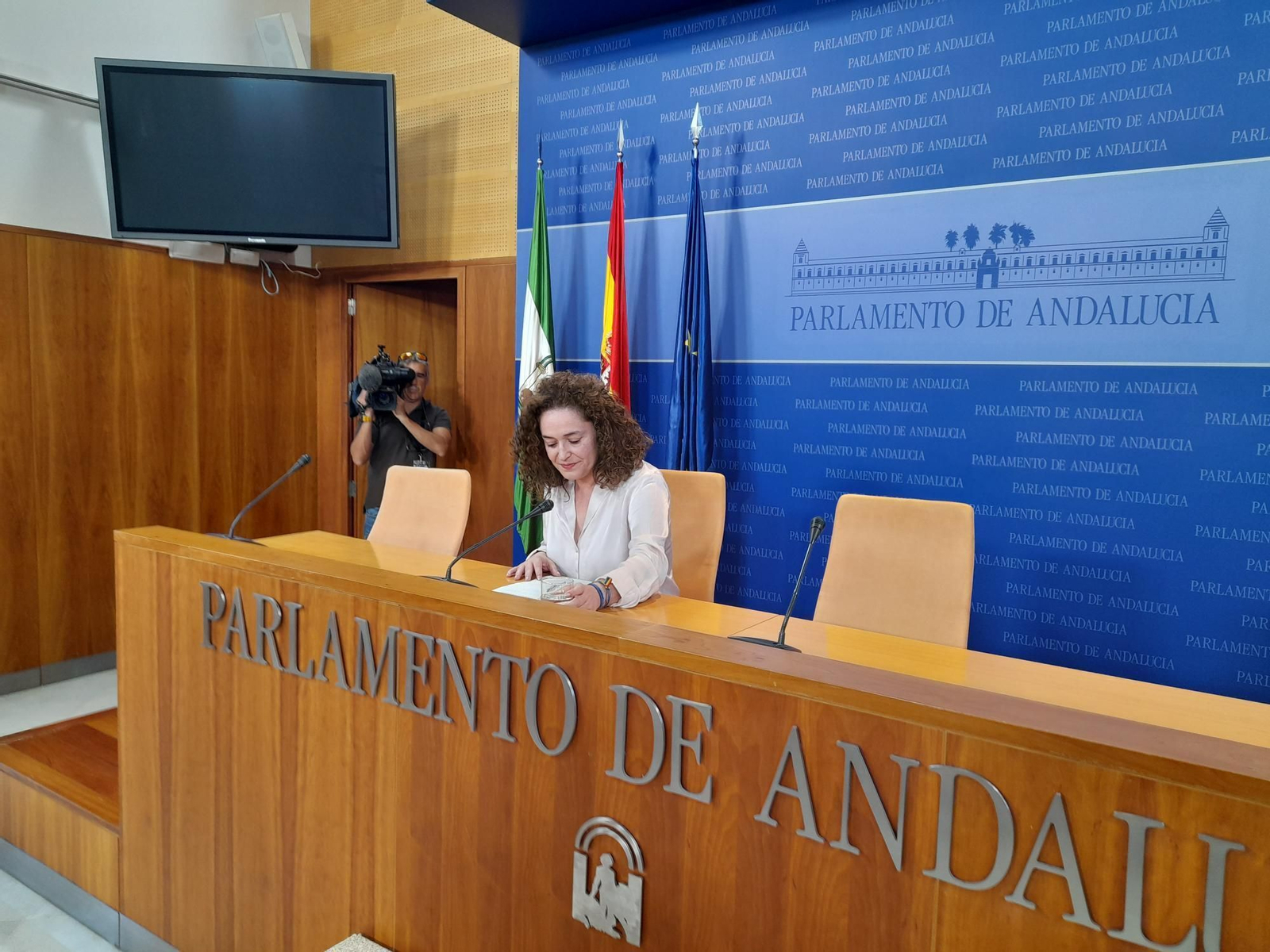 Inma Nieto esta mañana en el Parlamento de Andalucía.