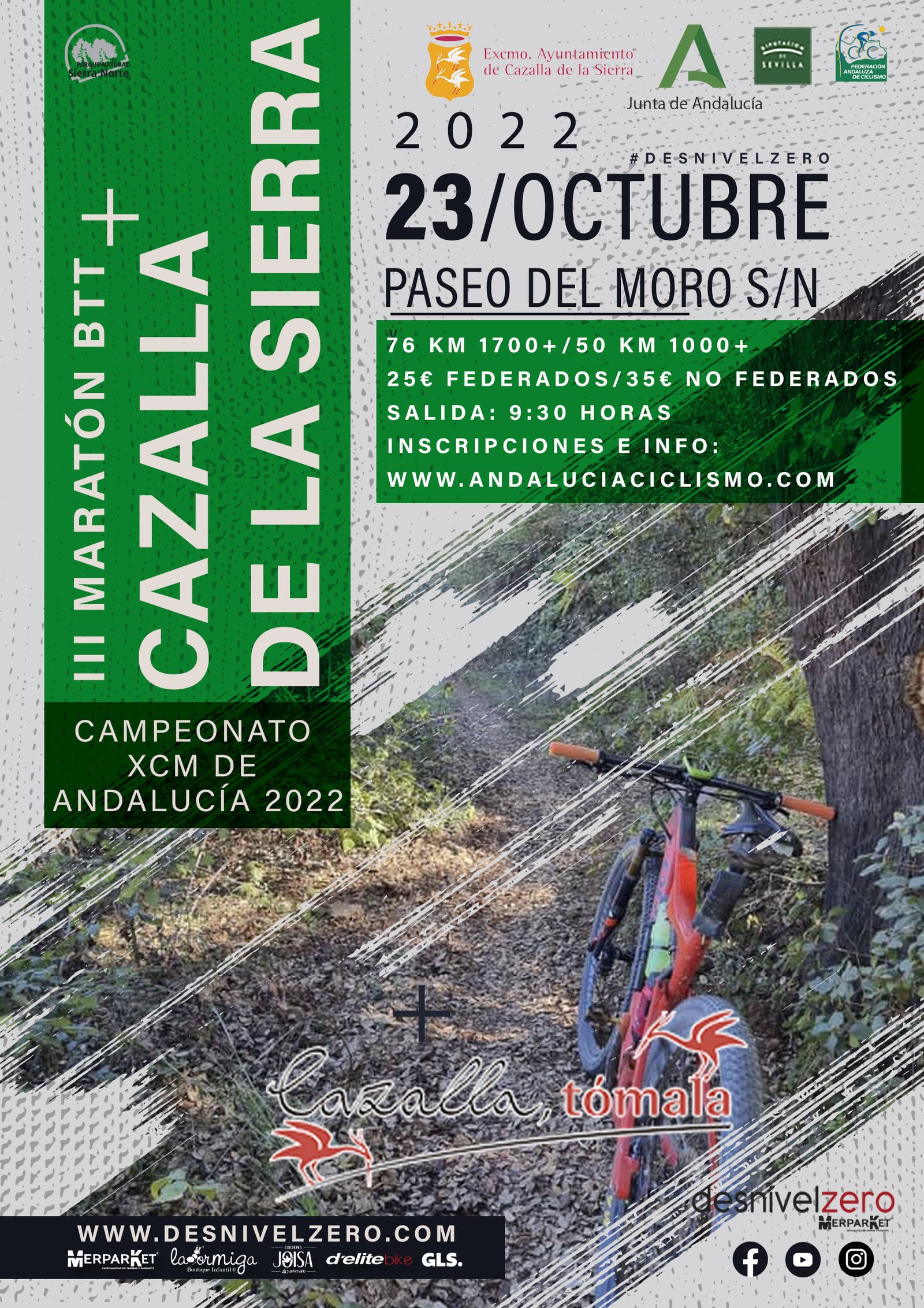 Cartel del Campeonato de Andalucía de BTT que se celebrará en Cazalla de la Sierra.